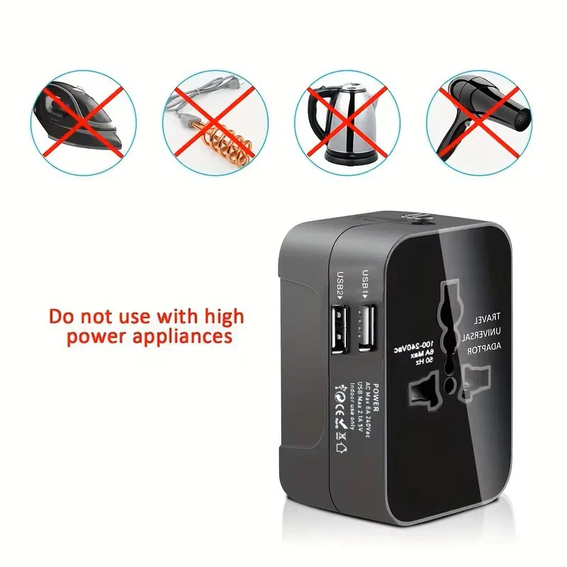 Universal AC Power Adapter EU US Plug Converter Dual USB Travel Charger - Image 5