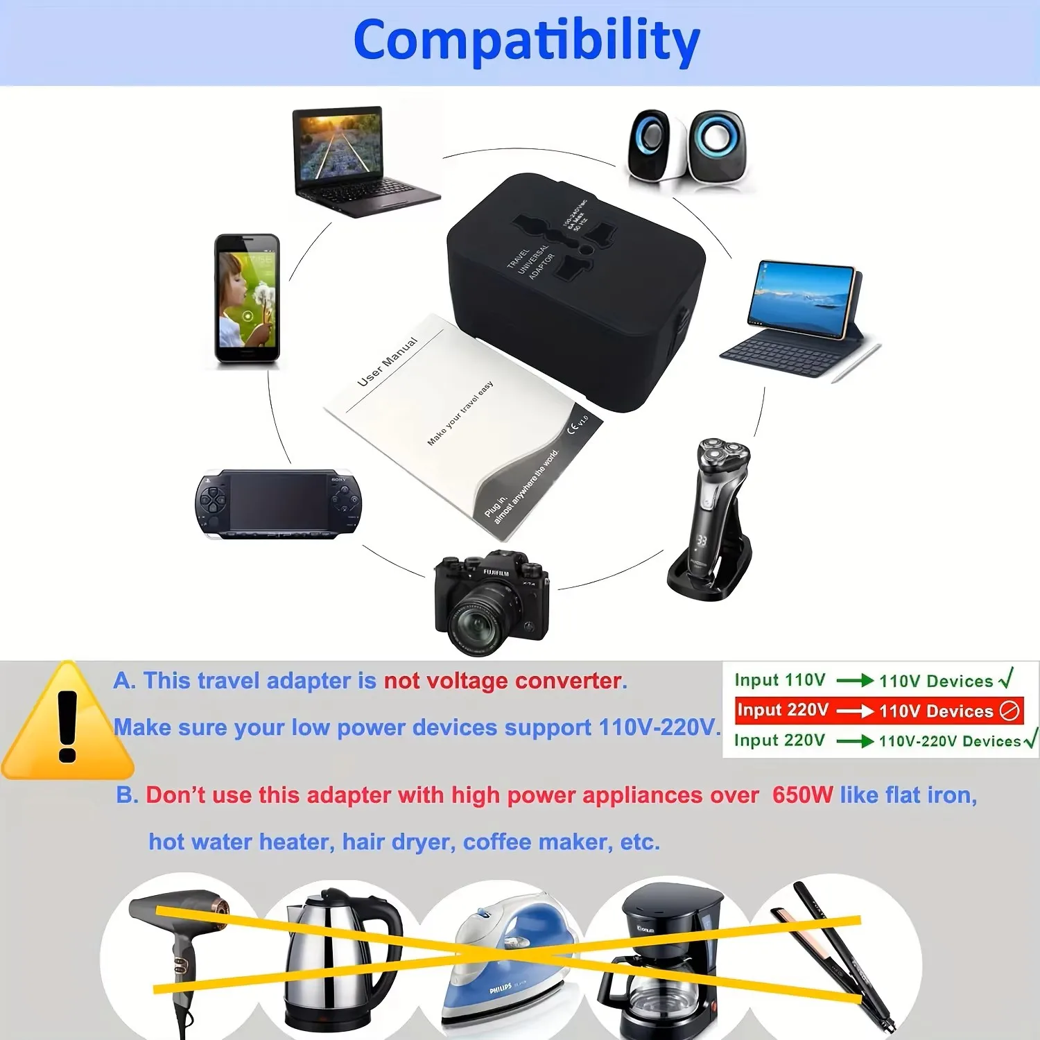 Universal AC Power Adapter EU US Plug Converter Dual USB Travel Charger - Image 6
