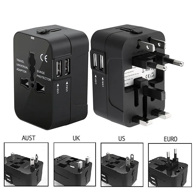 Universal Travel Adapter EU UK US AU Plug Converter Dual USB Power Charger - Image 7