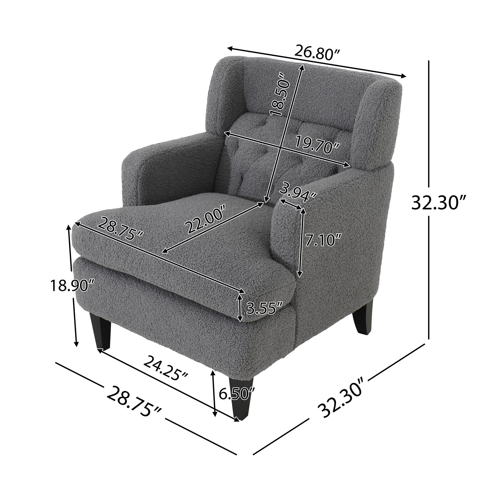 Upholstered Accent Chair Tufted Armchair For Living Room And Bedroom - Image 10