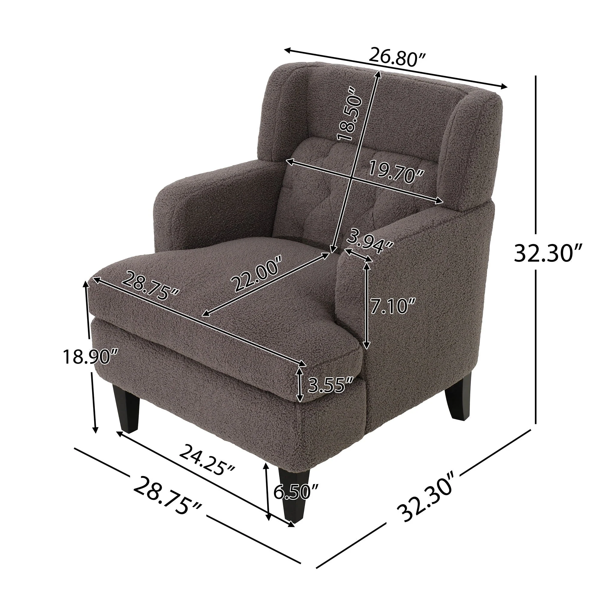 Upholstered Accent Chair Tufted Armchair For Living Room And Bedroom - Image 12