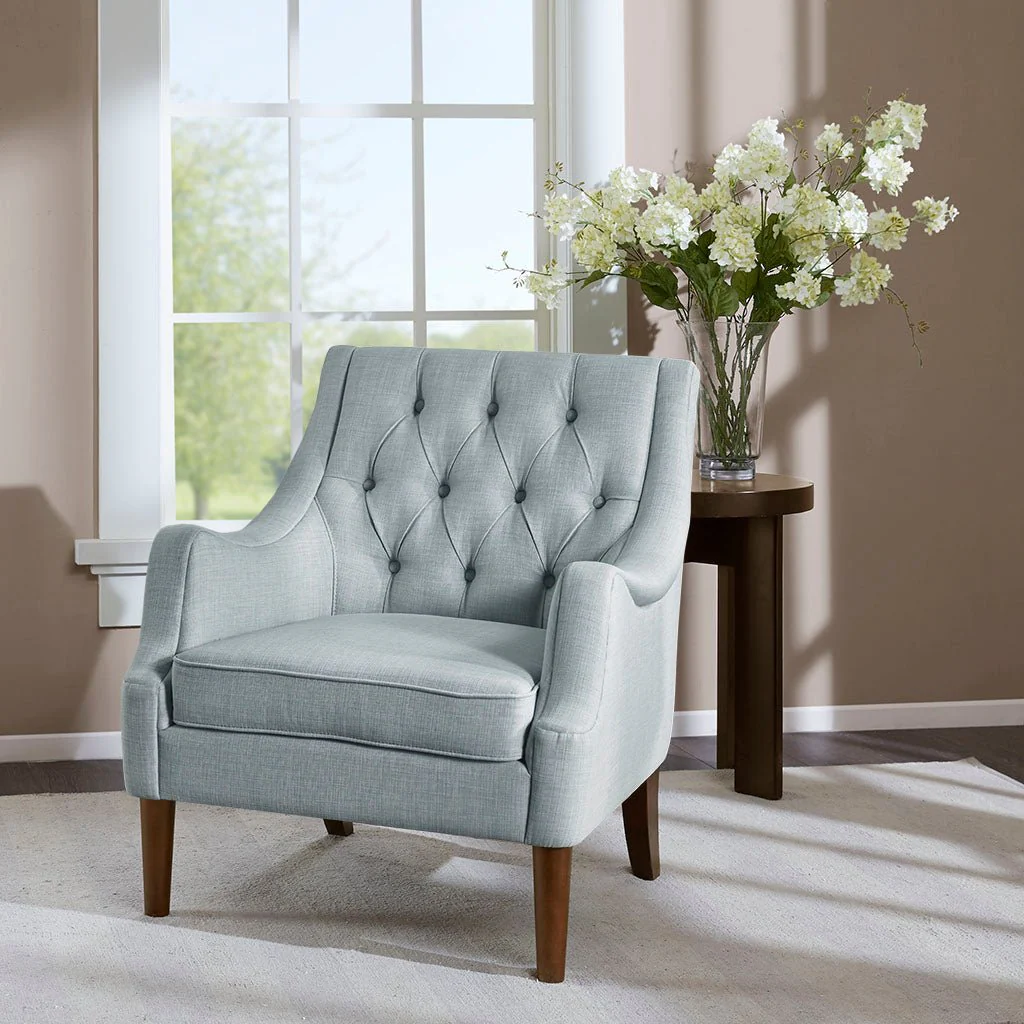 Upholstered Accent Chair with Button Tufted Back and Removable Seat Cushion - Image 2