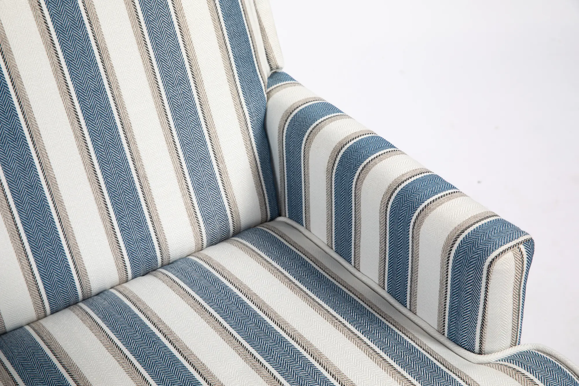 Upholstered Accent Chair with Striped Linen Fabric and Nailhead Trim - Image 9
