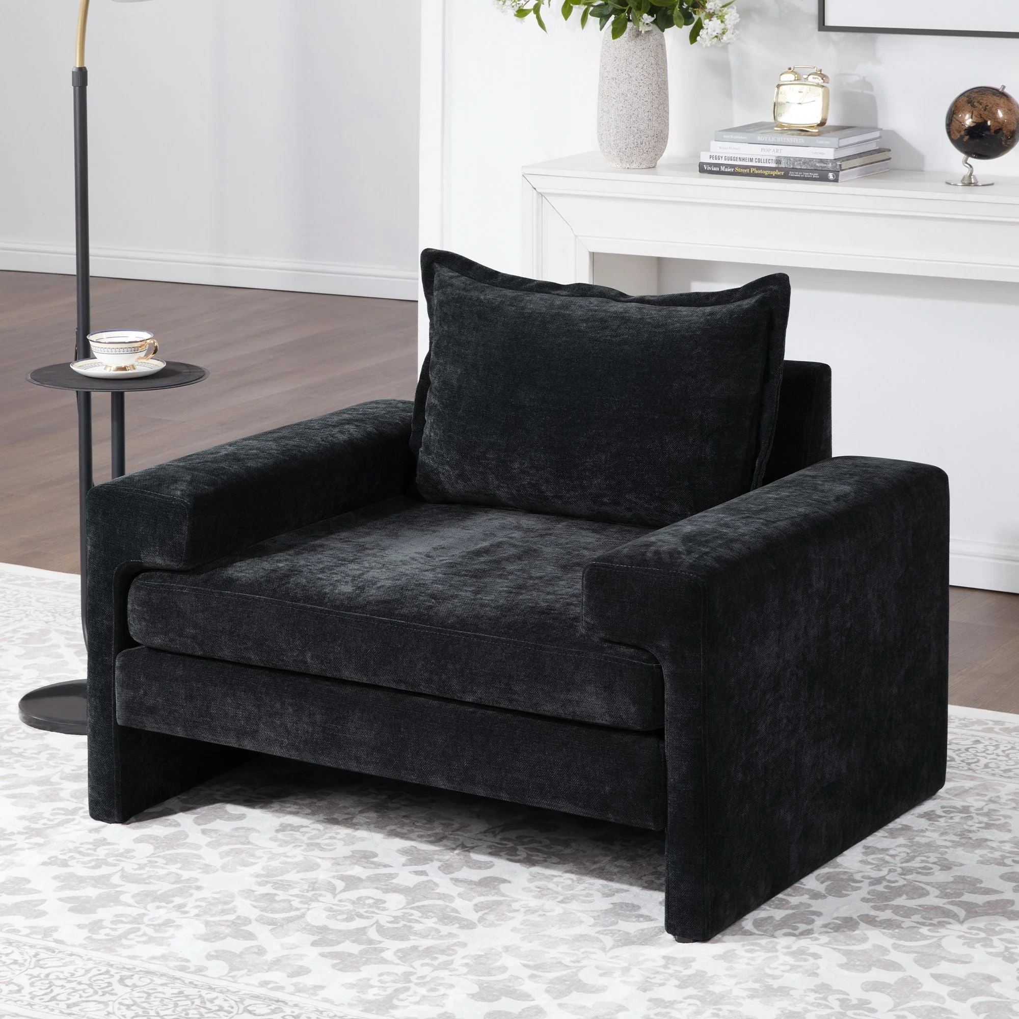 Upholstered Accent Chair With Wide Armrests And Ergonomic Back Support - Image 4