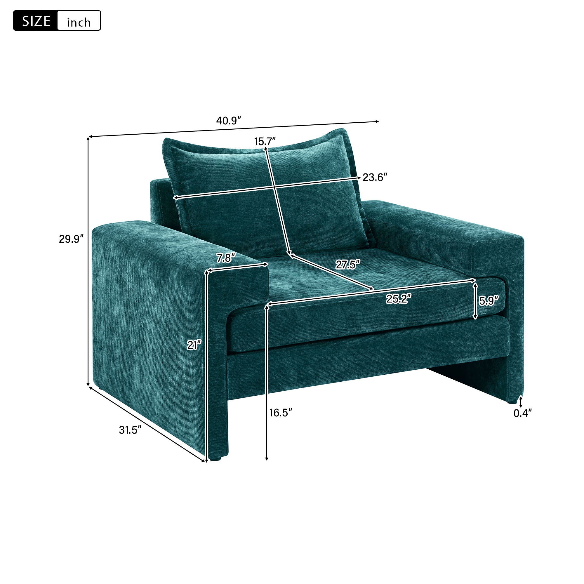 Upholstered Accent Chair With Wide Armrests And Ergonomic Back Support - Image 5