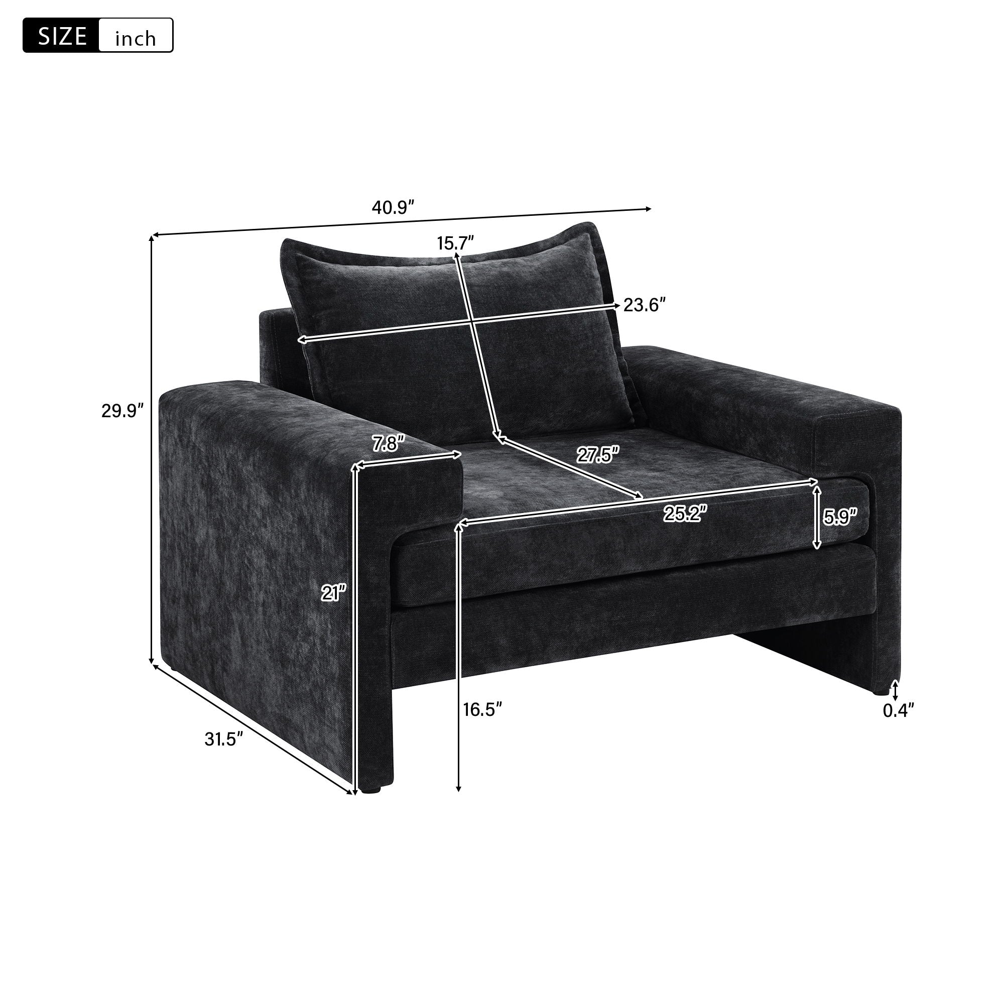 Upholstered Accent Chair With Wide Armrests And Ergonomic Back Support - Image 6
