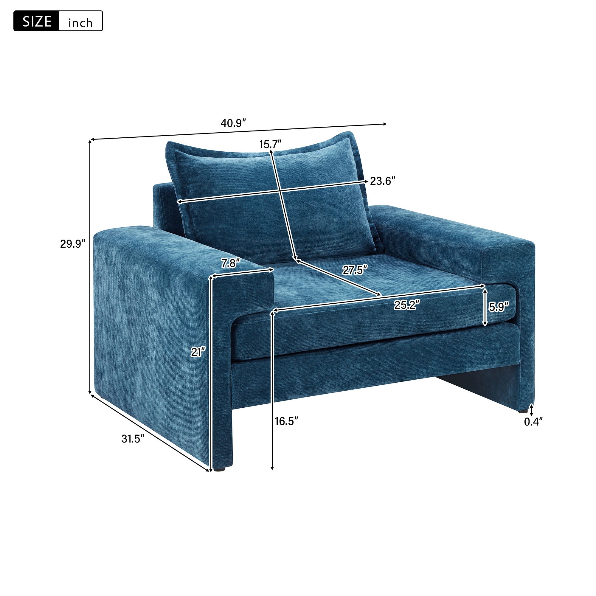 Upholstered Accent Chair With Wide Armrests And Ergonomic Back Support - Image 7