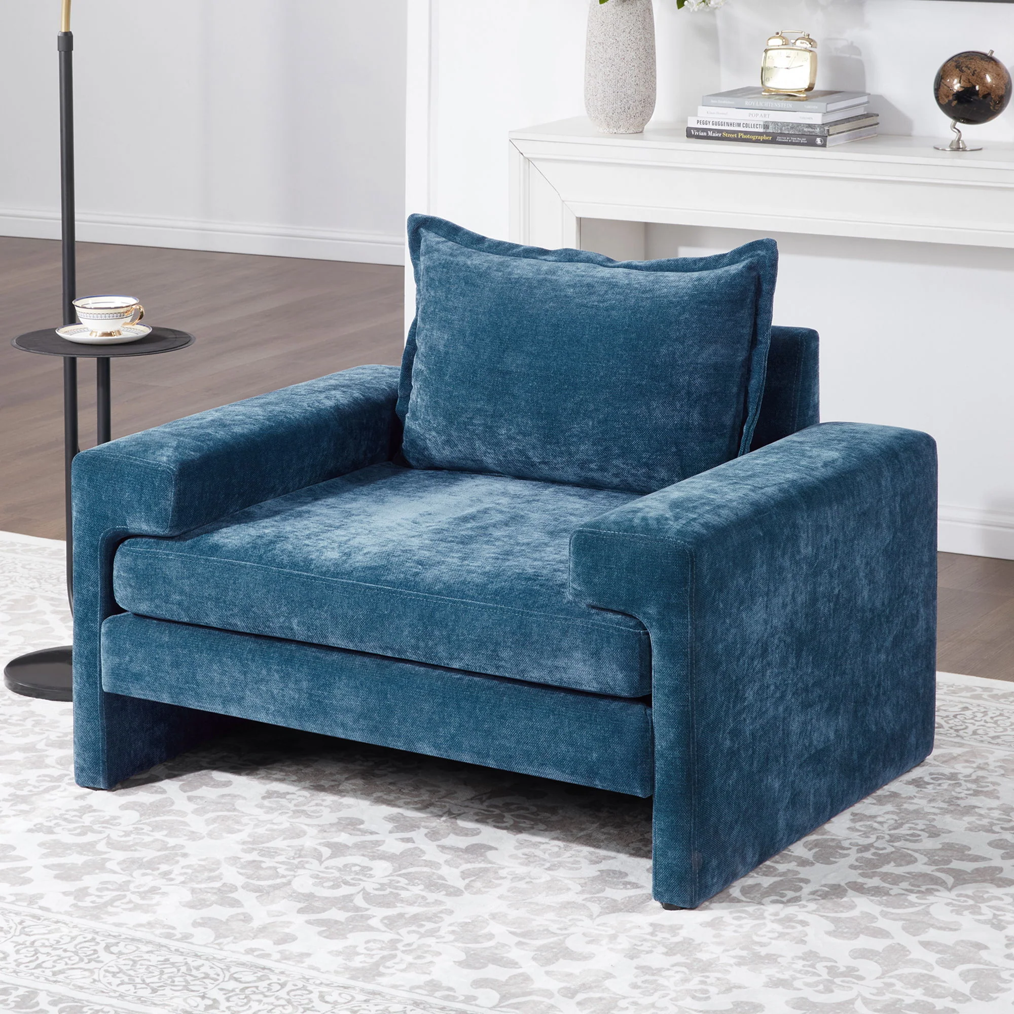 Upholstered Accent Chair With Wide Armrests And Ergonomic Back Support - Image 9