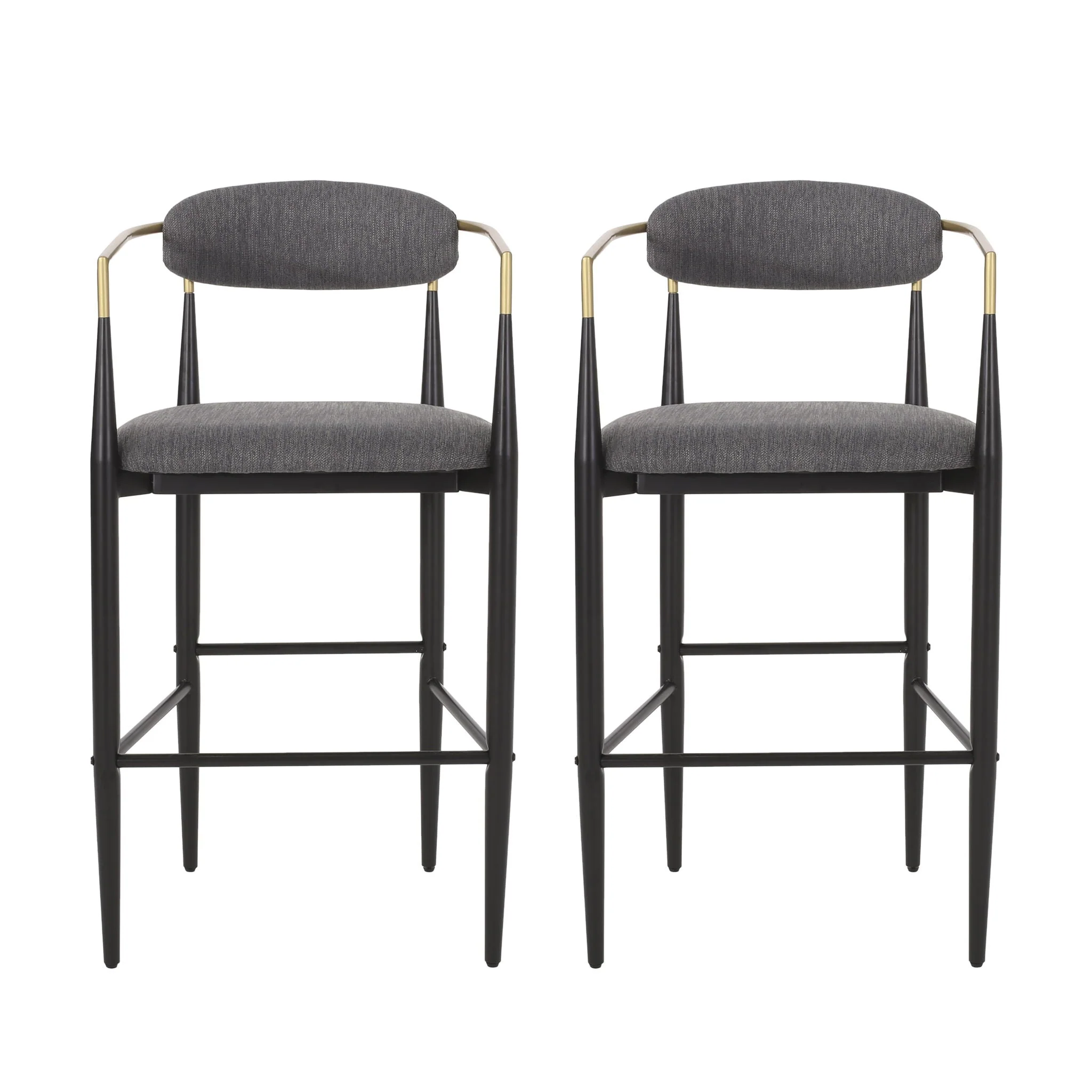 Upholstered Bar Stools With Backs For Kitchen Island (Set of 2) - Image 2