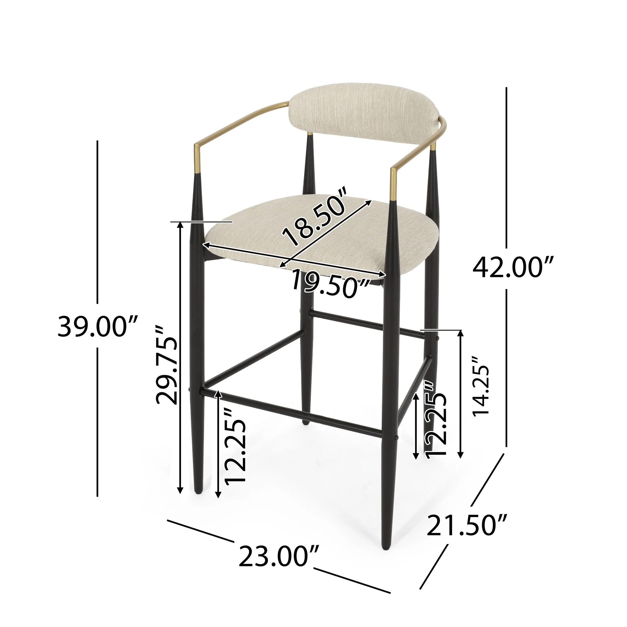 Upholstered Bar Stools With Backs For Kitchen Island (Set of 2) - Image 3