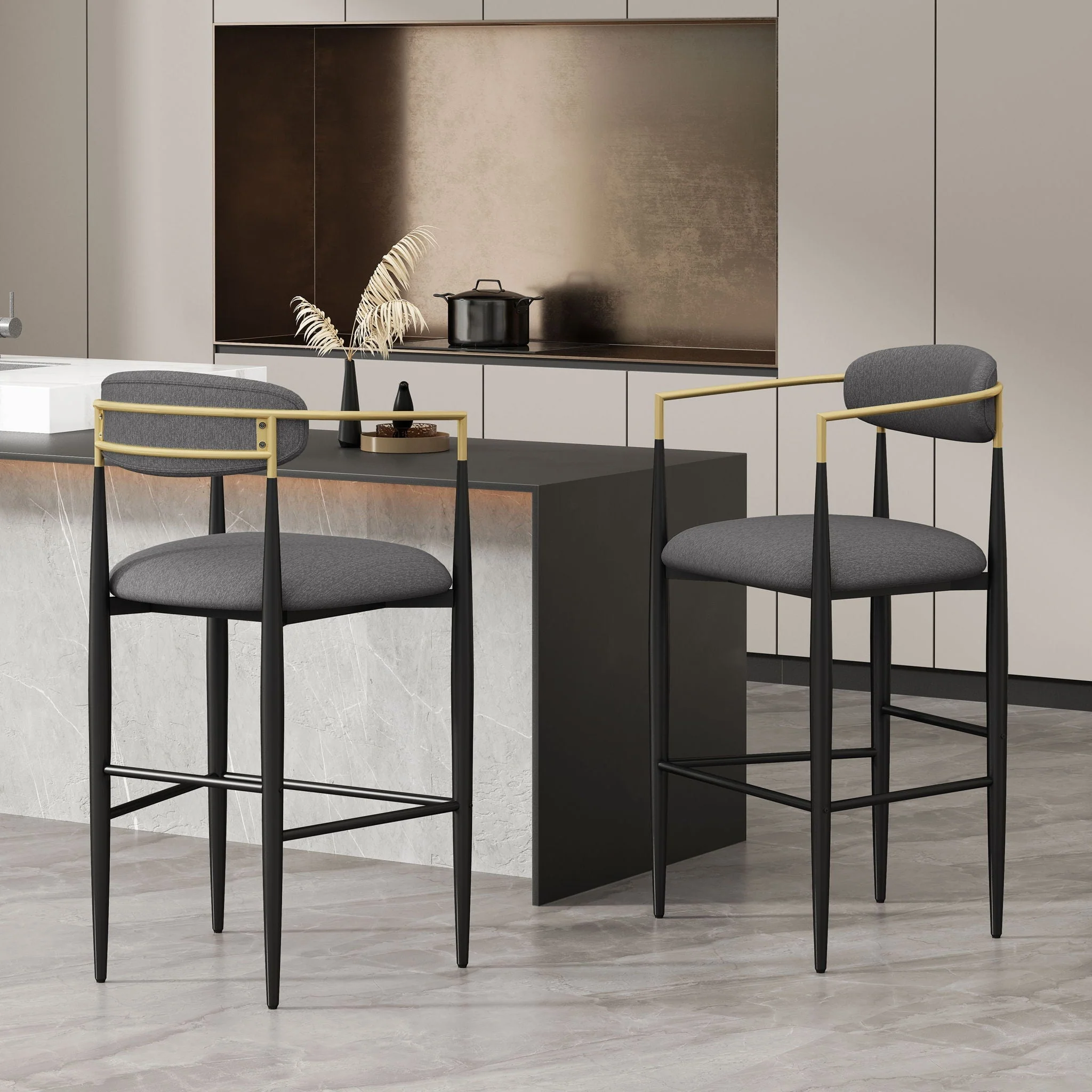 Upholstered Bar Stools With Backs For Kitchen Island (Set of 2) - Image 7