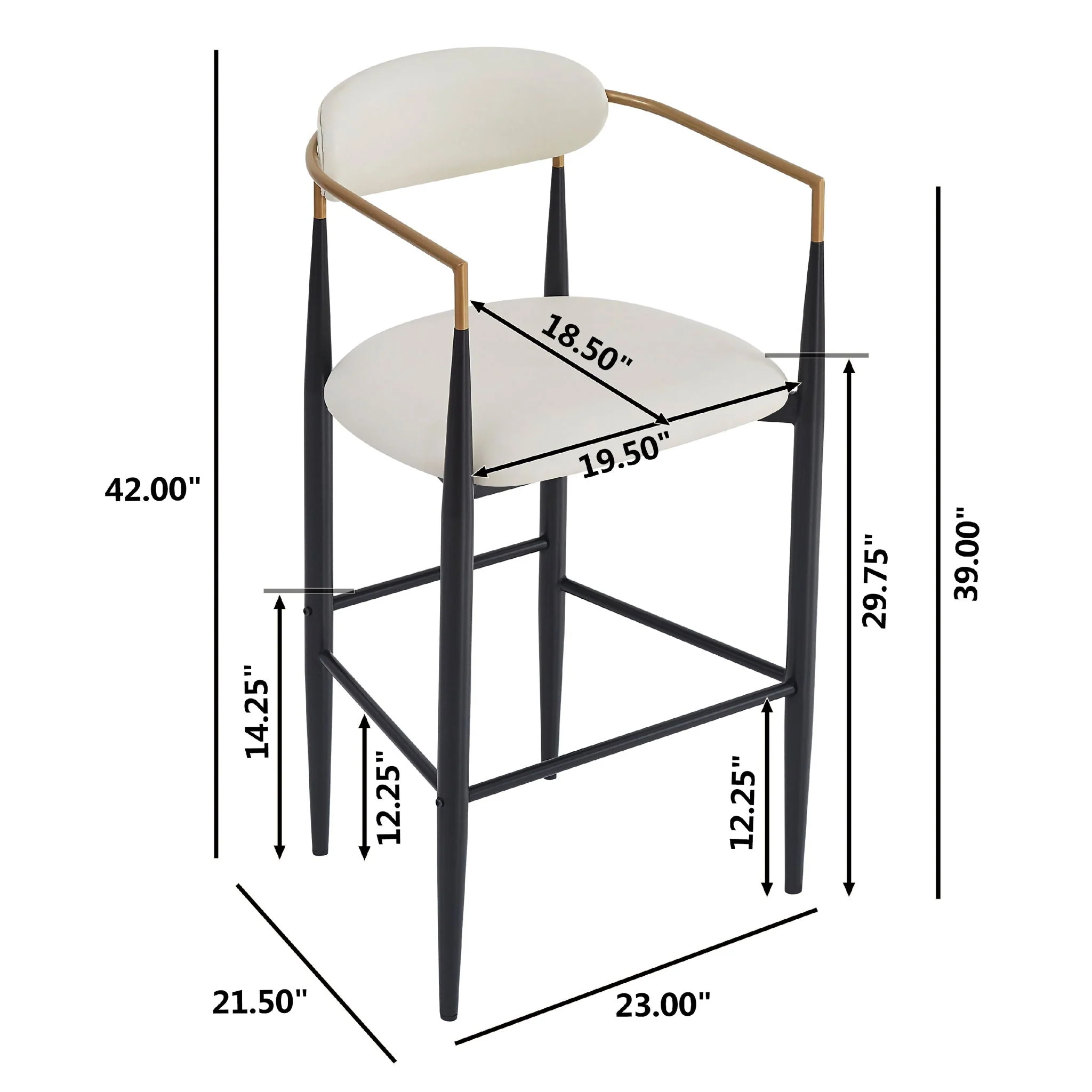 Upholstered Barstools With Back For Kitchen (Set of 2) - Image 5
