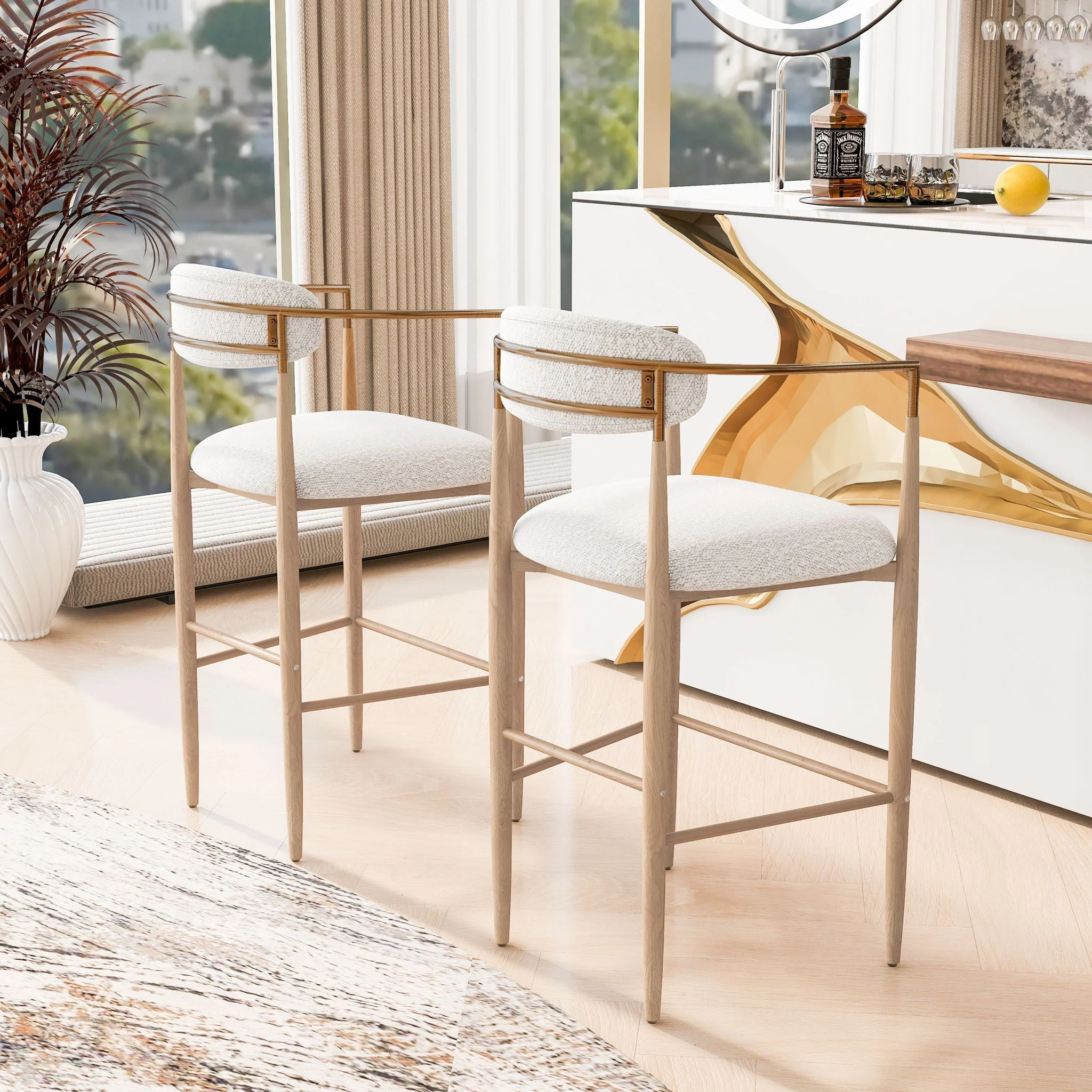 Upholstered Barstools With Back For Kitchen (Set of 2) - Image 7