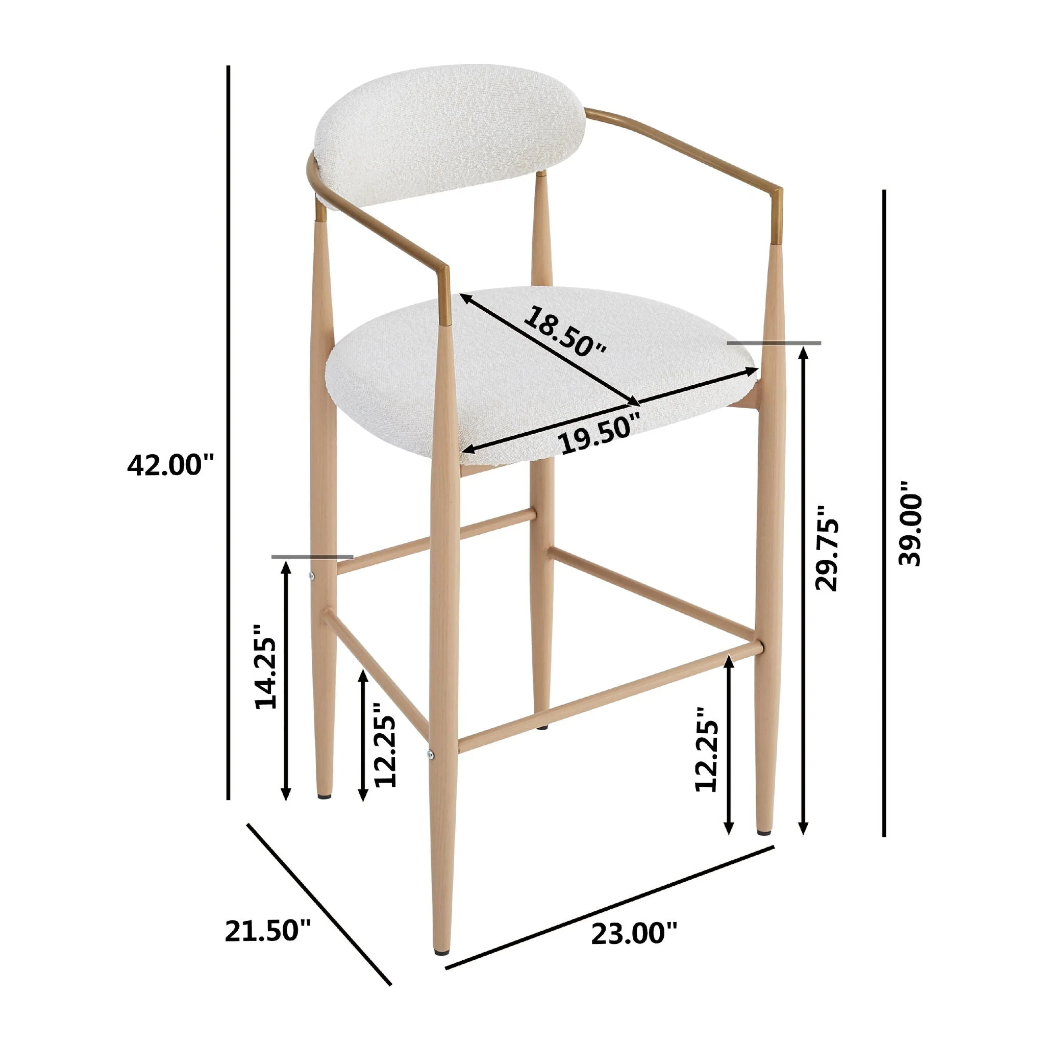 Upholstered Barstools With Back For Kitchen (Set of 2) - Image 8