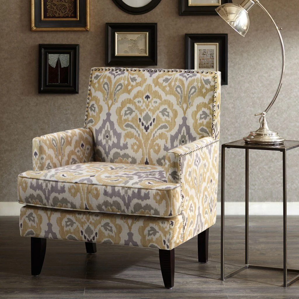 Upholstered Club Chair with Track Arm and Nailhead Trim - Image 2