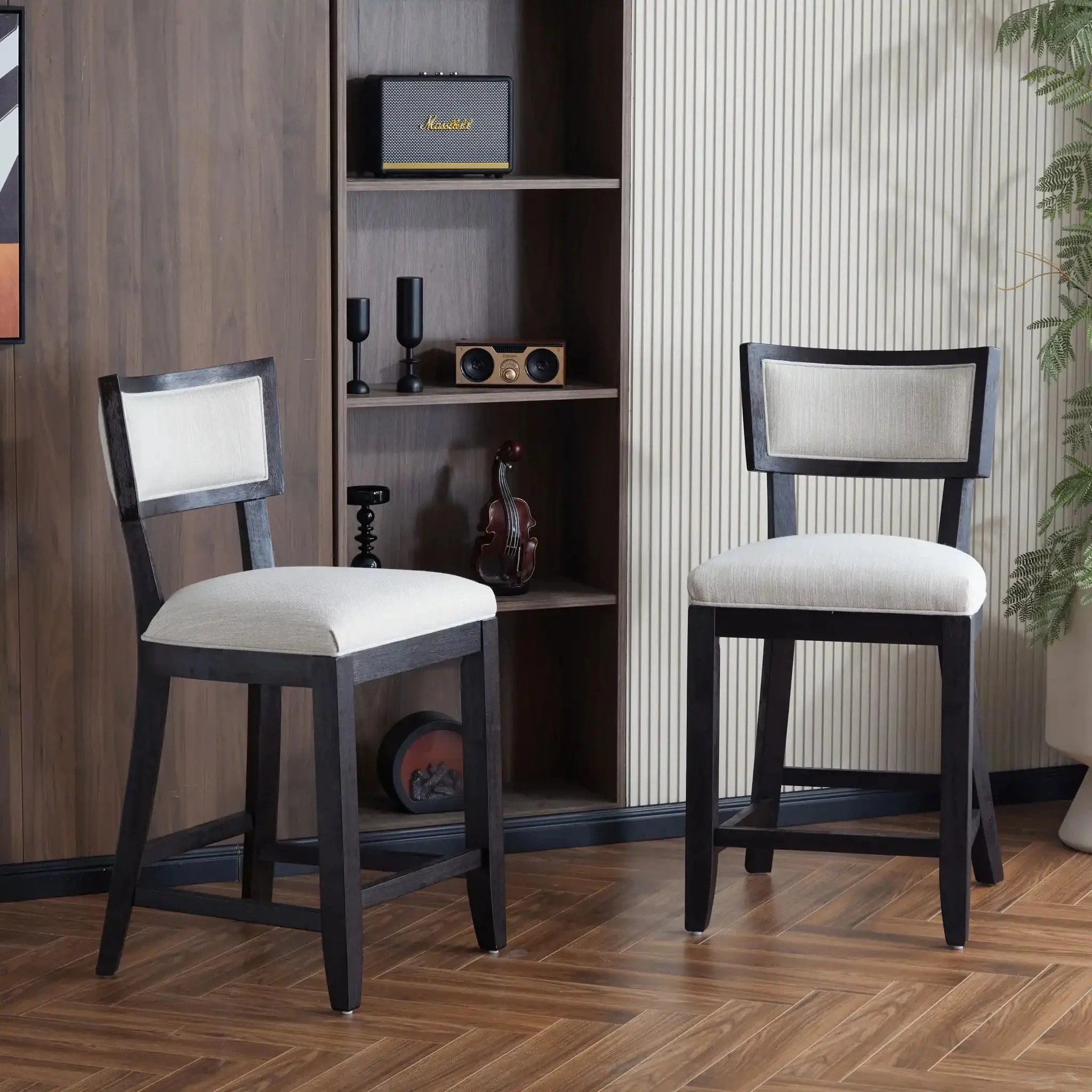 Upholstered Counter Height Bar Stools With Comfy Back (Set of 2) - Image 3
