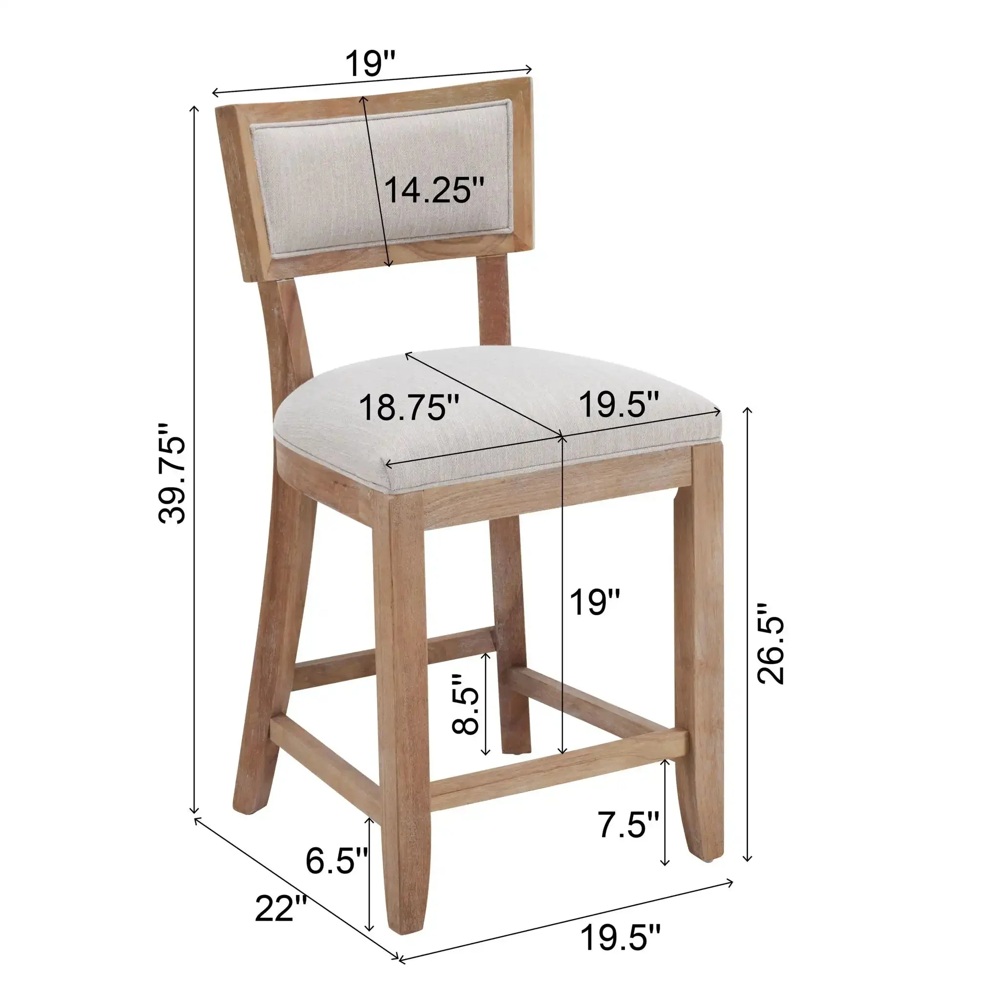 Upholstered Counter Height Bar Stools With Comfy Back (Set of 2) - Image 5