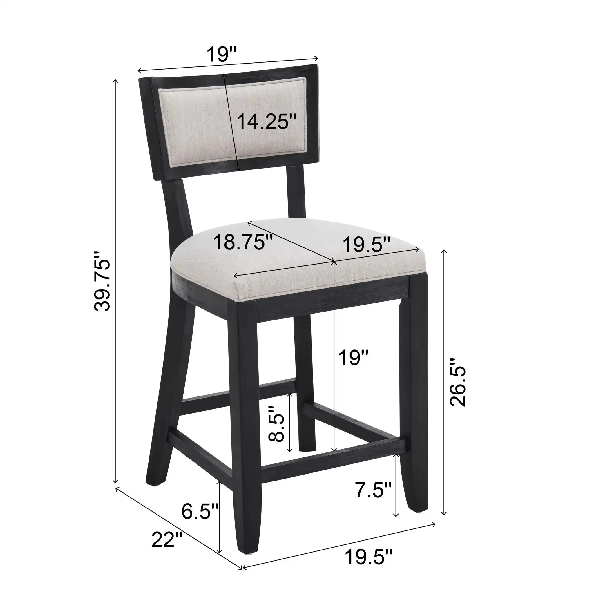 Upholstered Counter Height Bar Stools With Comfy Back (Set of 2) - Image 6