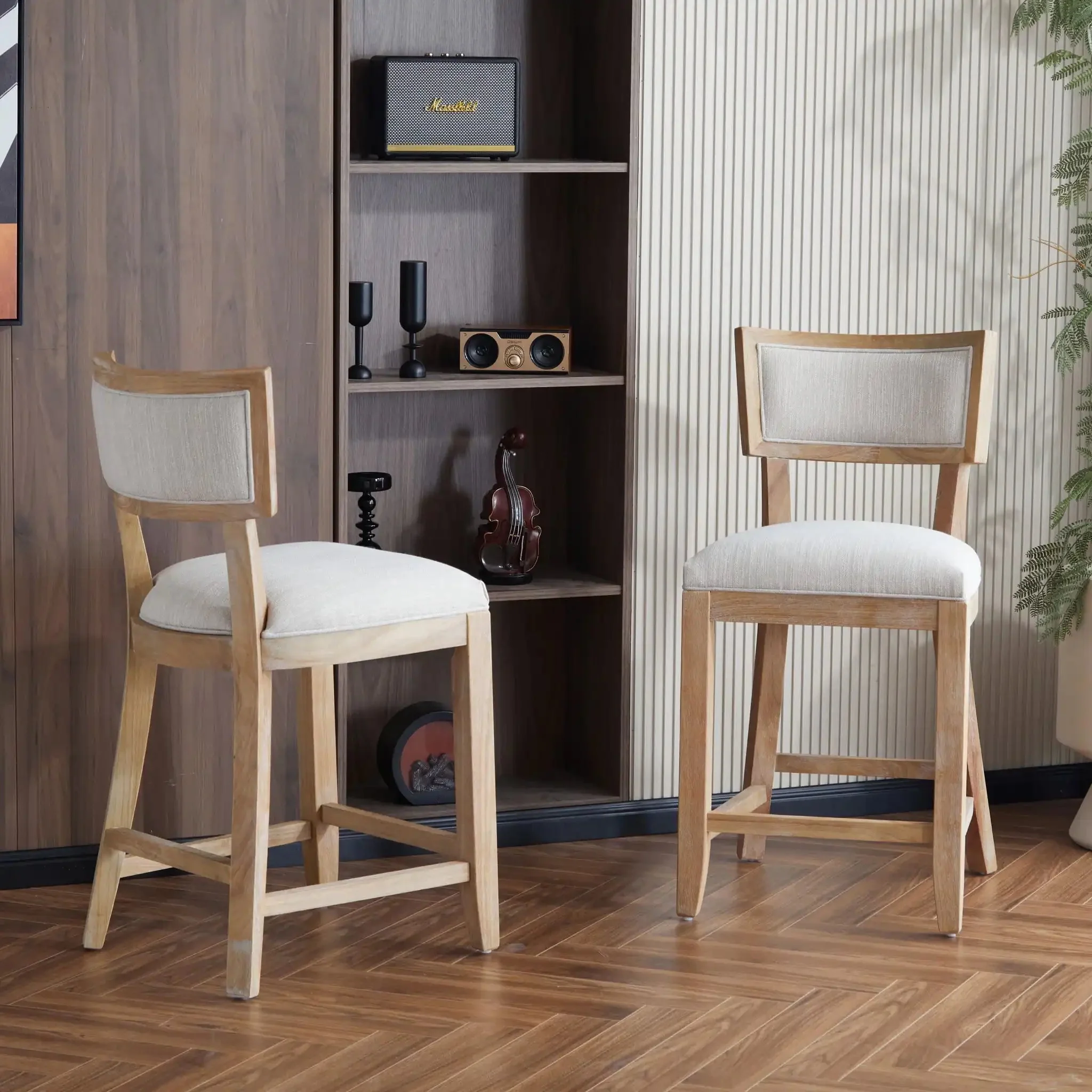 Upholstered Counter Height Bar Stools With Comfy Back (Set of 2) - Image 7