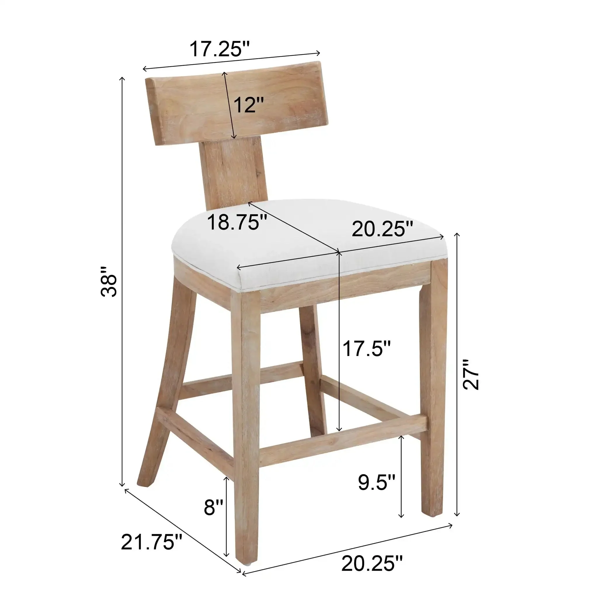 Upholstered Counter Height Bar Stools With Solid Rubber Wood Frame (Set of 2) - Image 3