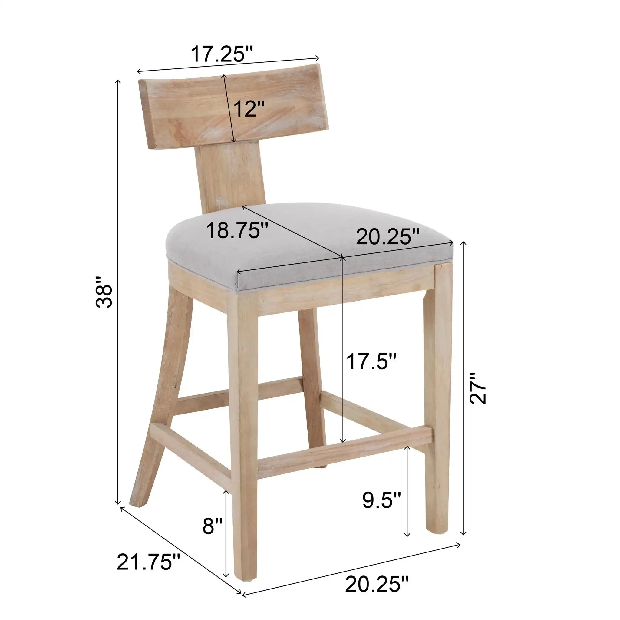 Upholstered Counter Height Bar Stools With Solid Rubber Wood Frame (Set of 2) - Image 5