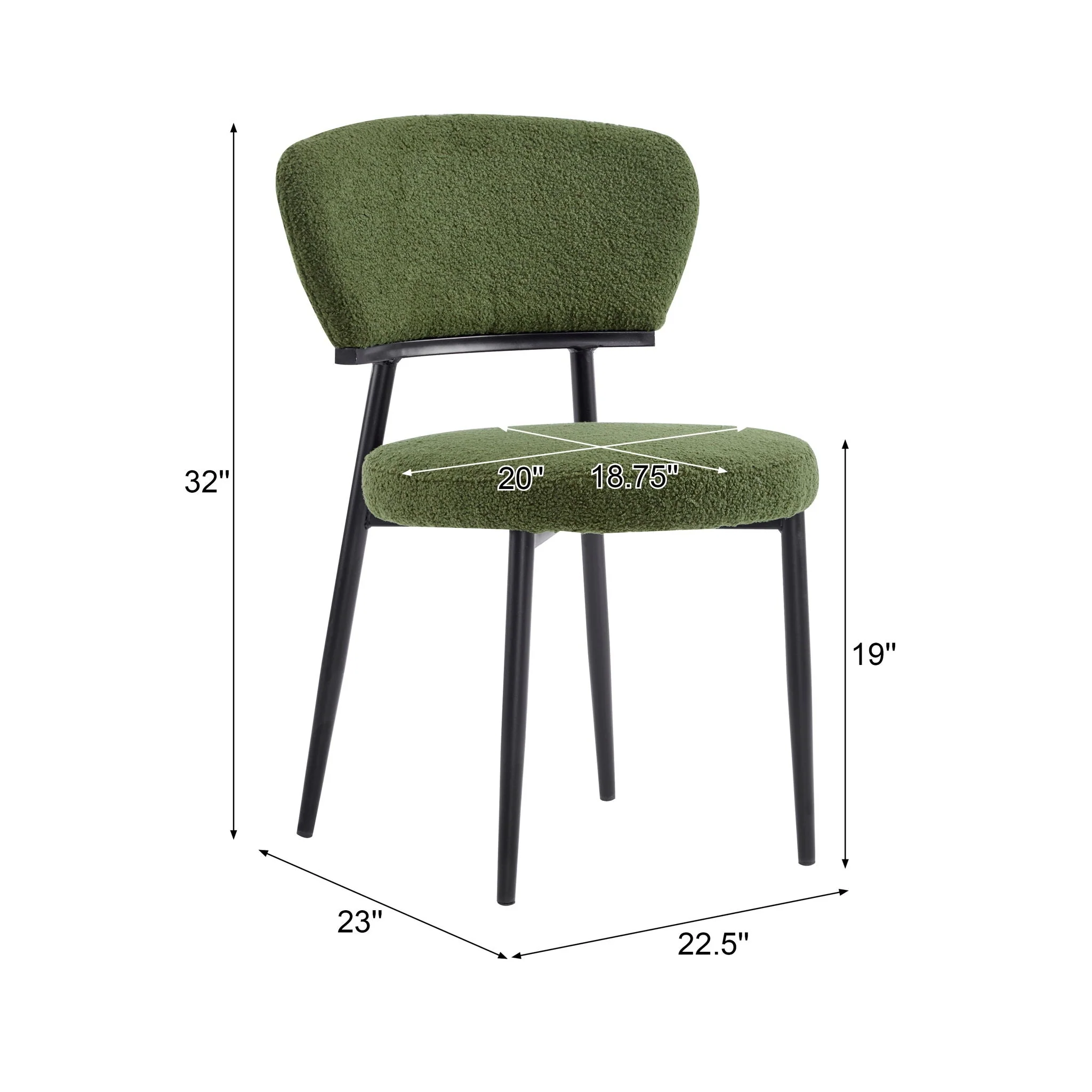 Upholstered Dining Chair (Set of 2) - Green Fabric - Image 4