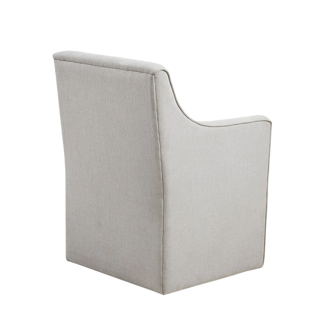 Upholstered Dining Chair with Casters and Padded Arms - Image 5