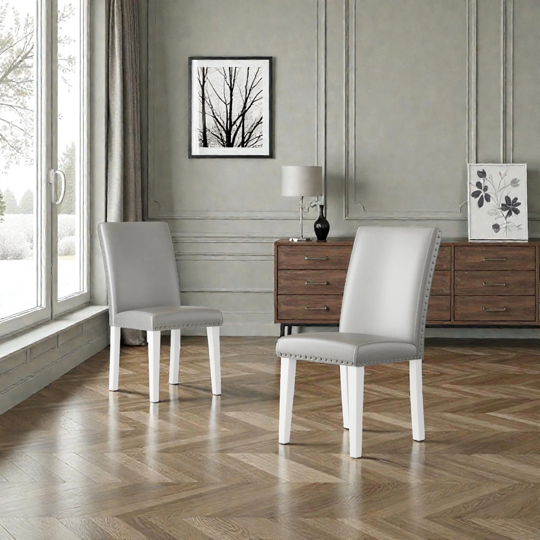 Upholstered Dining Chair With High Back Design (Set of 2) - Image 7