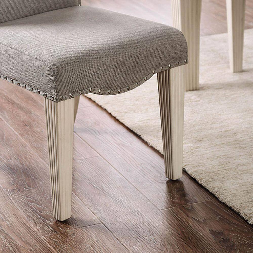 Upholstered Dining Chair with Nailhead Trim and Camel Back - Set of 2 - Image 3