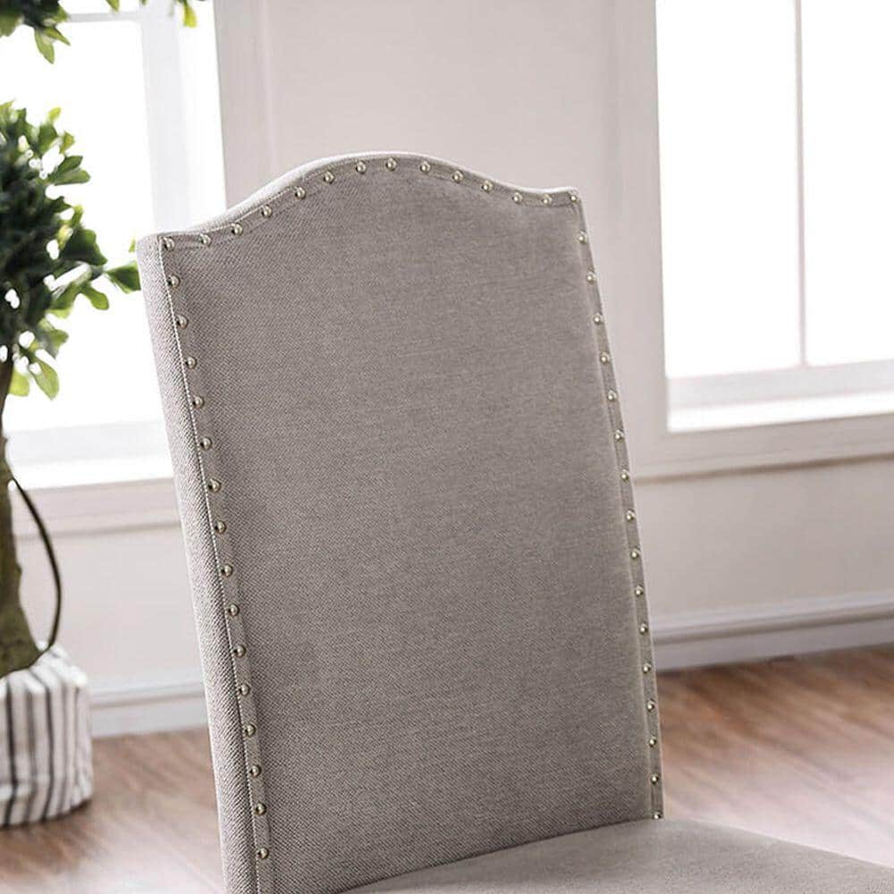Upholstered Dining Chair with Nailhead Trim and Camel Back - Set of 2 - Image 4