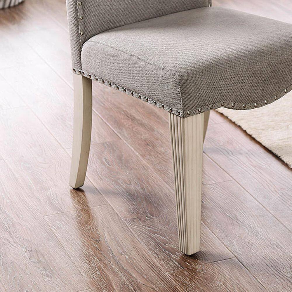 Upholstered Dining Chair with Nailhead Trim and Camel Back - Set of 2 - Image 6