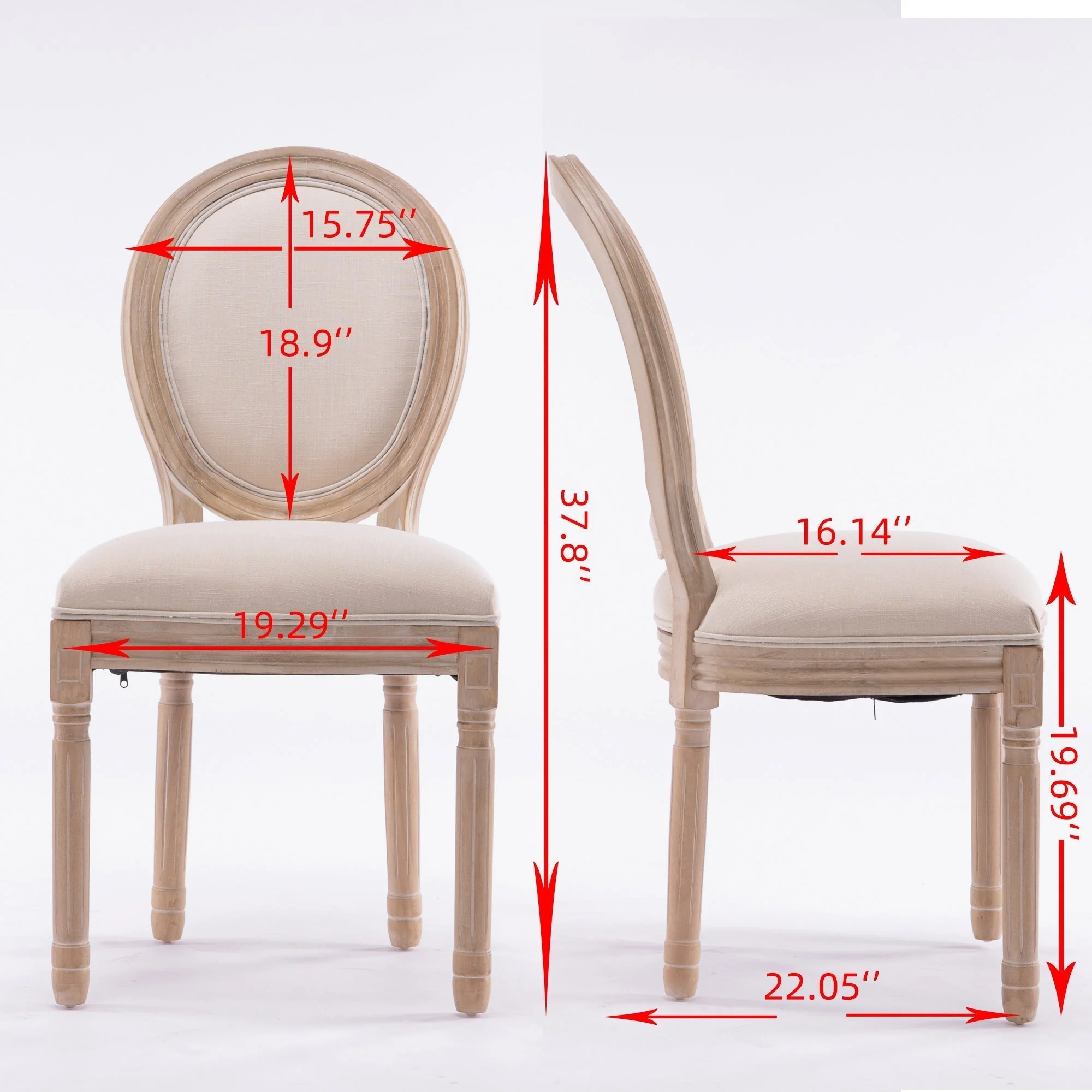Upholstered Dining Chair with Oval Back and Solid Wood Frame Set of 2 - Image 3