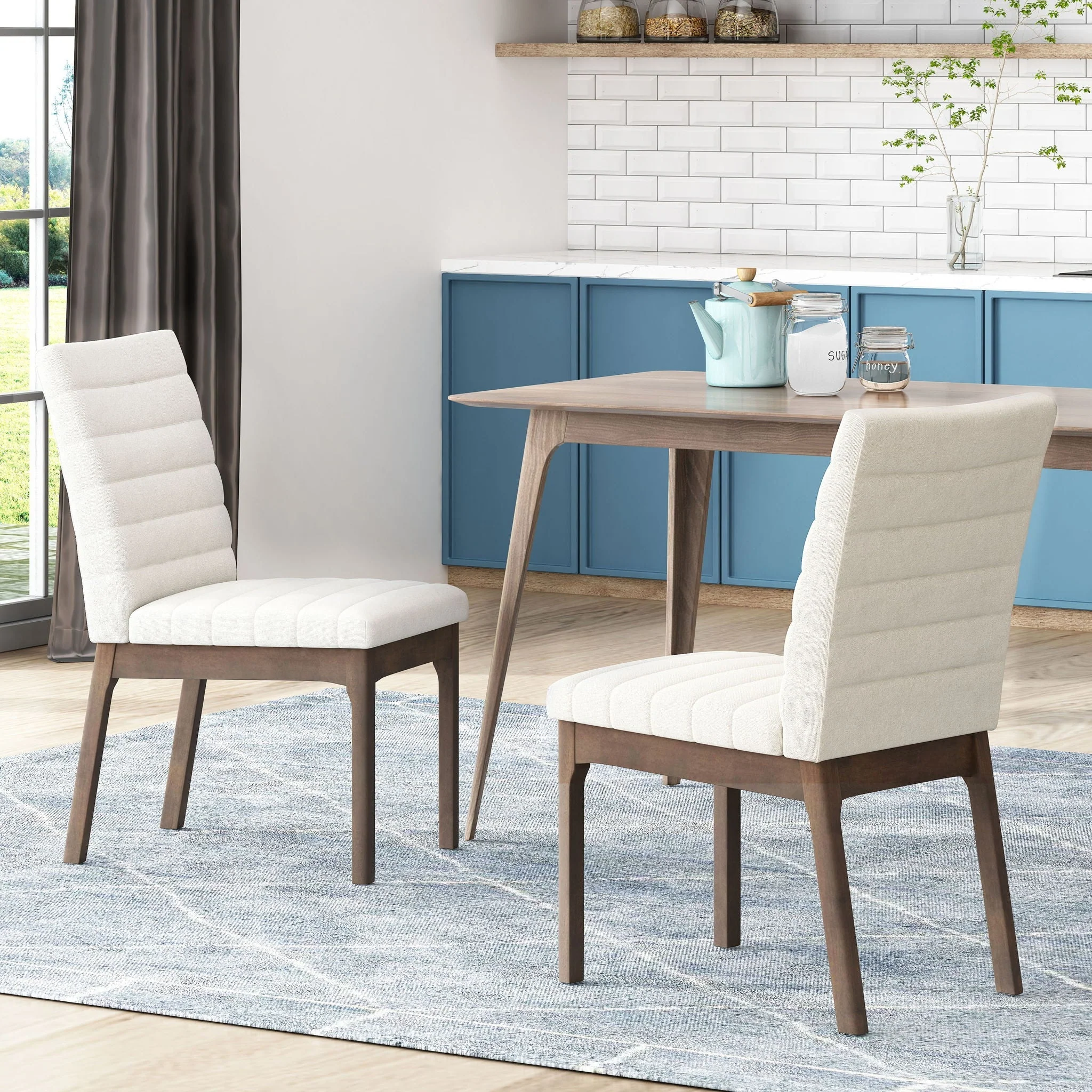 Upholstered Dining Chairs With Rubber Legs (Set of 2) - Image 5