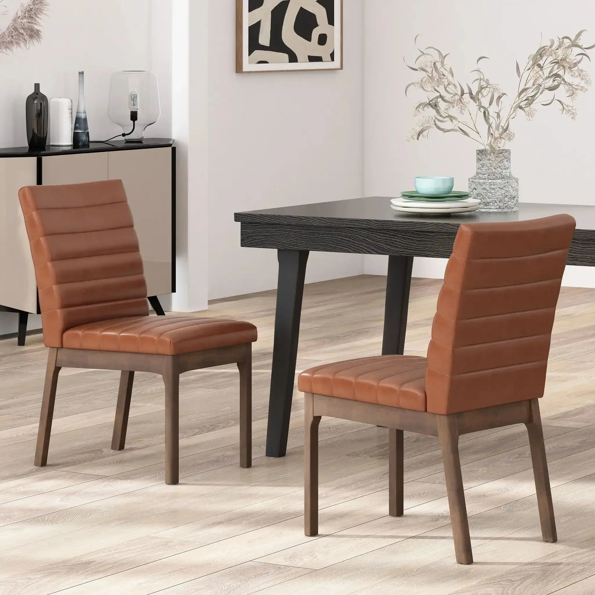 Upholstered Dining Chairs With Rubber Legs (Set of 2) - Image 6