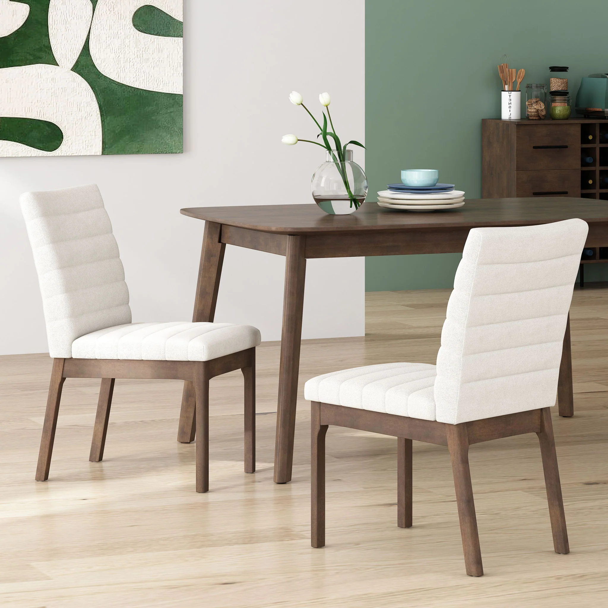 Upholstered Dining Chairs With Rubber Legs (Set of 2) - Image 8