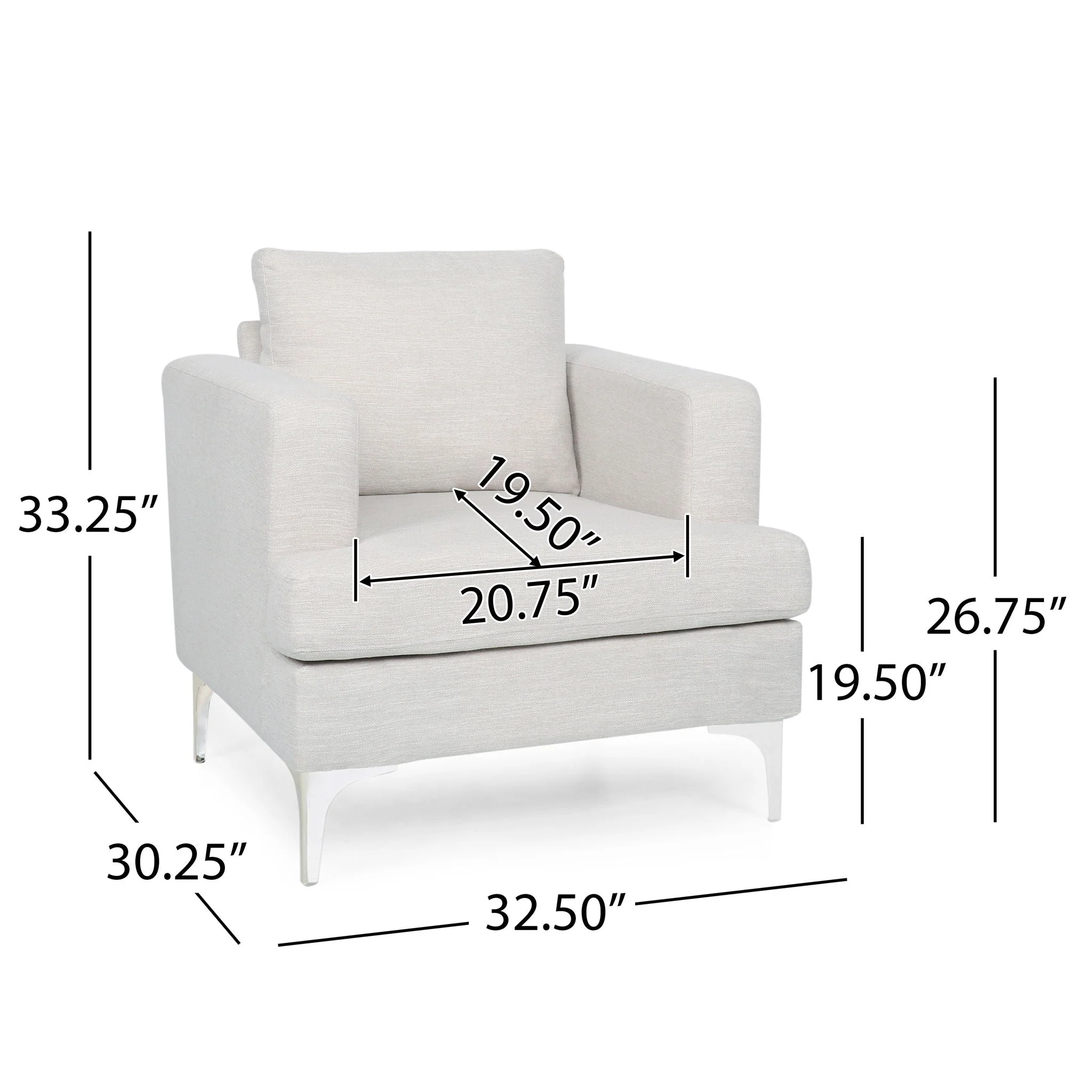 Upholstered Fabric Club Chair With Iron Legs - Beige - Image 2