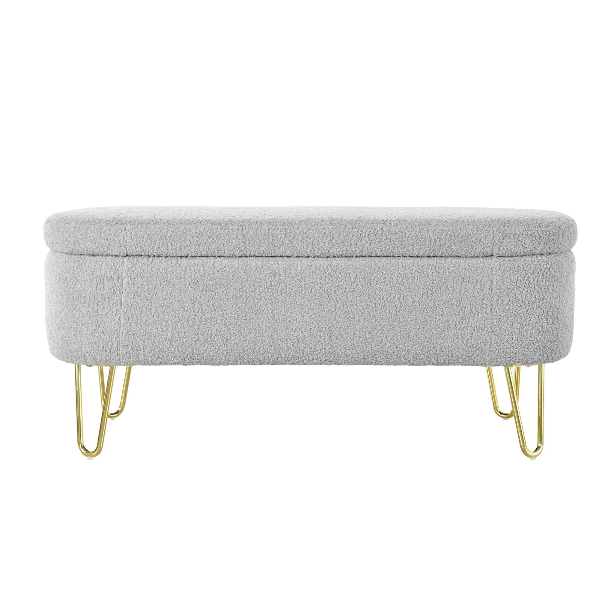Upholstered Oval Storage Bench For Living Room - Image 2