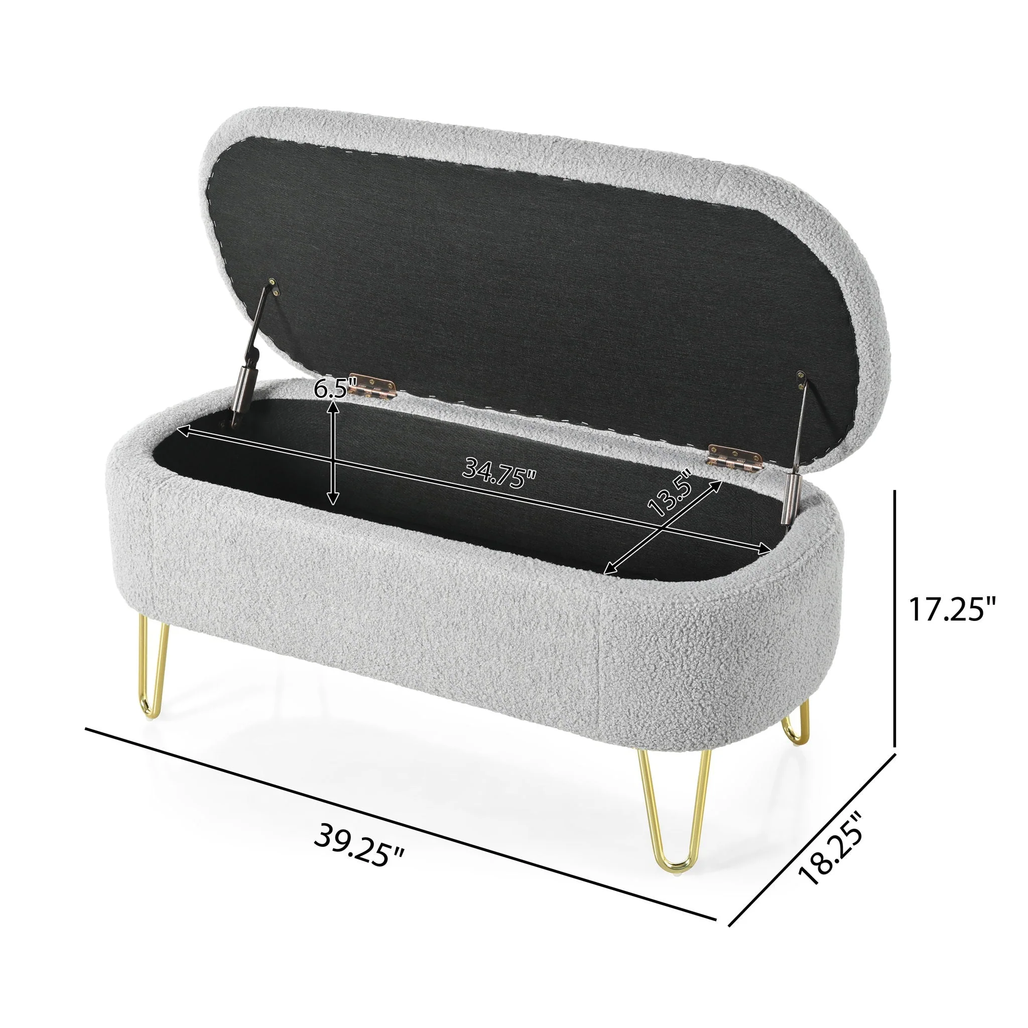 Upholstered Oval Storage Bench For Living Room - Image 4