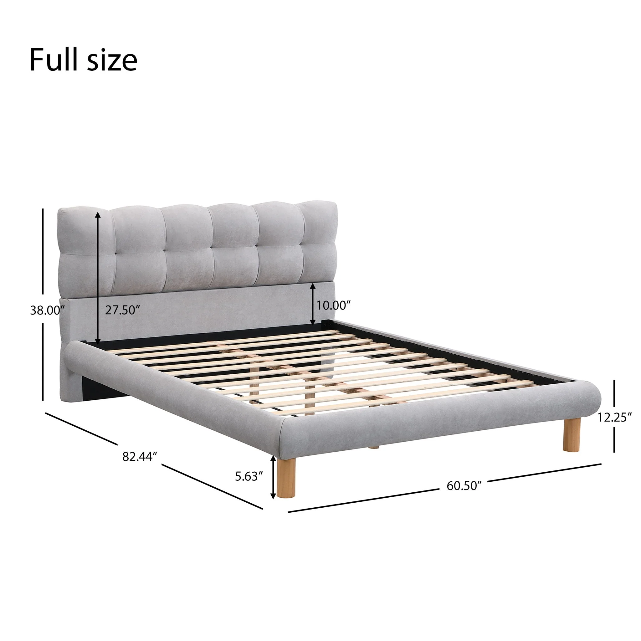 Upholstered Platform Bed Frame With Cookie Shaped Headboard - Image 2