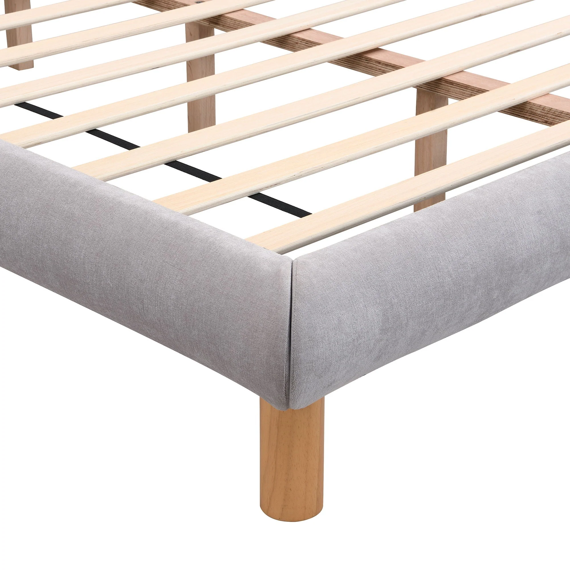 Upholstered Platform Bed Frame With Cookie Shaped Headboard - Image 3
