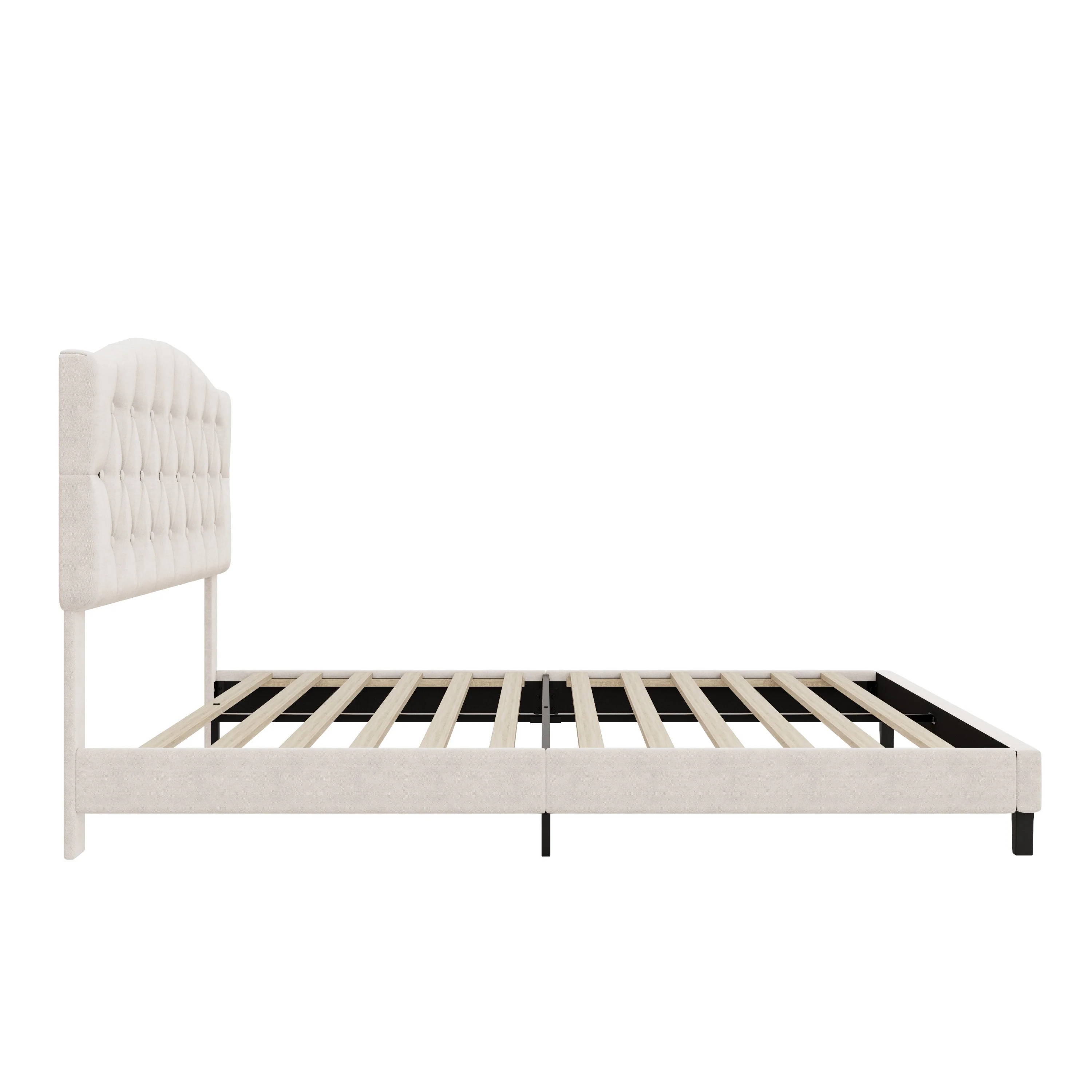 Upholstered Platform Bed with Saddle Curved Adjustable Headboard and Diamond Tufted Details - Image 10