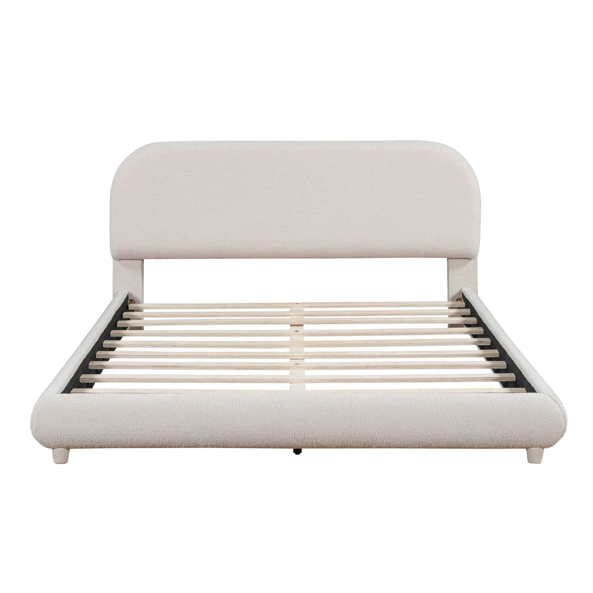Upholstered Platform Bed With Thick Solid Frame And Stylish Curve-Shaped Design - Image 11