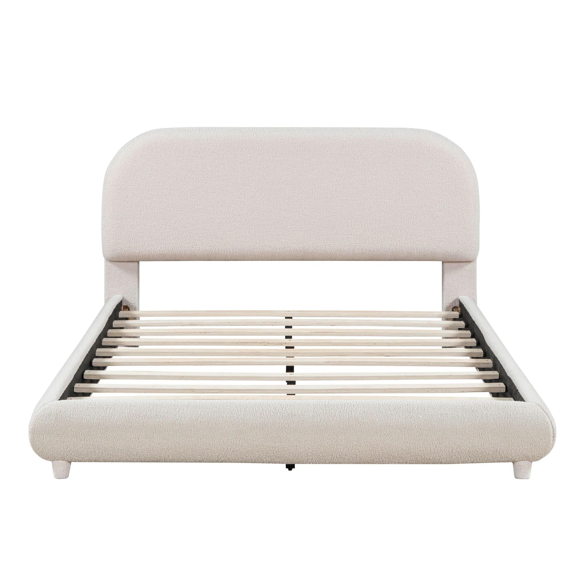 Upholstered Platform Bed With Thick Solid Frame And Stylish Curve-Shaped Design - Image 12
