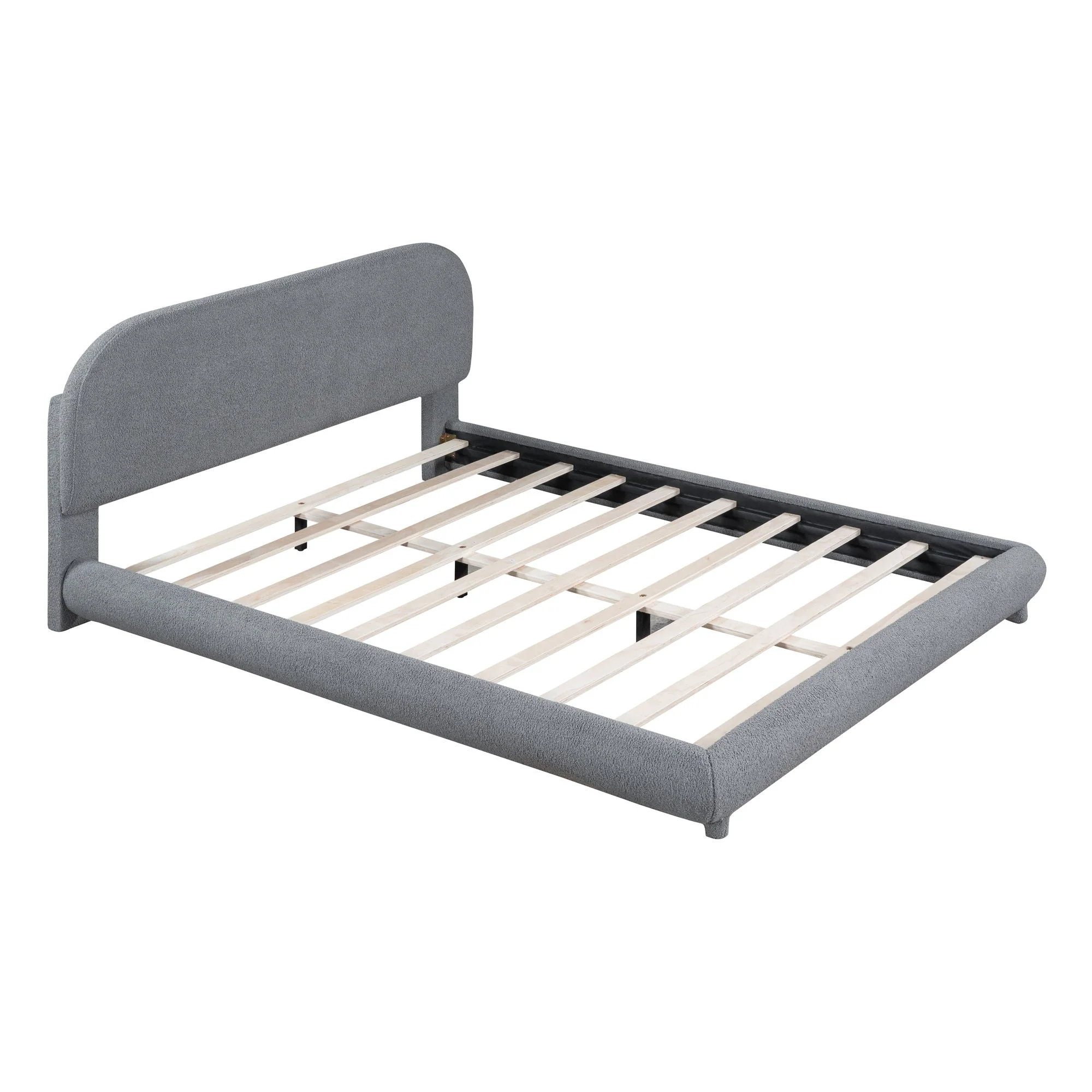 Upholstered Platform Bed With Thick Solid Frame And Stylish Curve-Shaped Design - Image 13