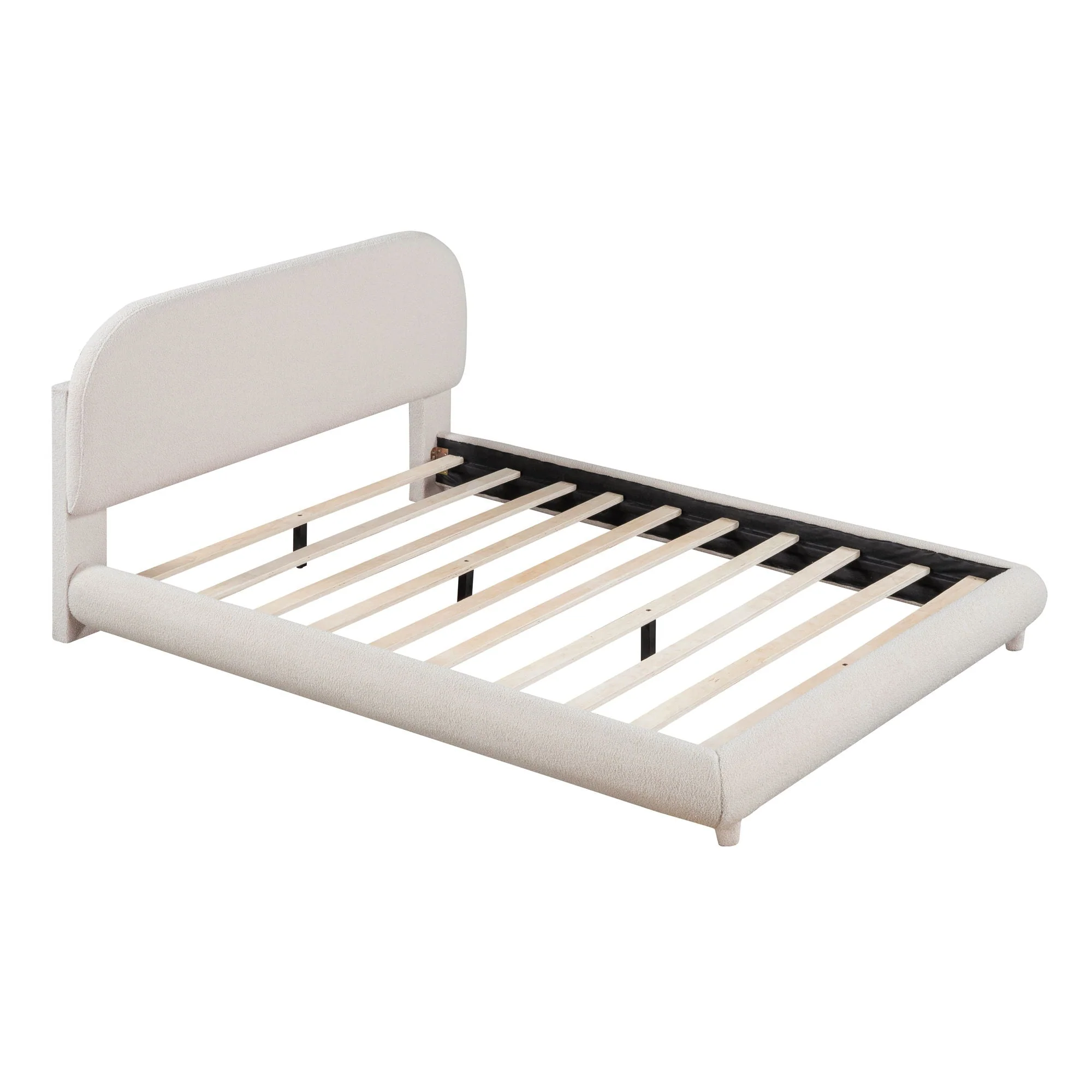 Upholstered Platform Bed With Thick Solid Frame And Stylish Curve-Shaped Design - Image 14