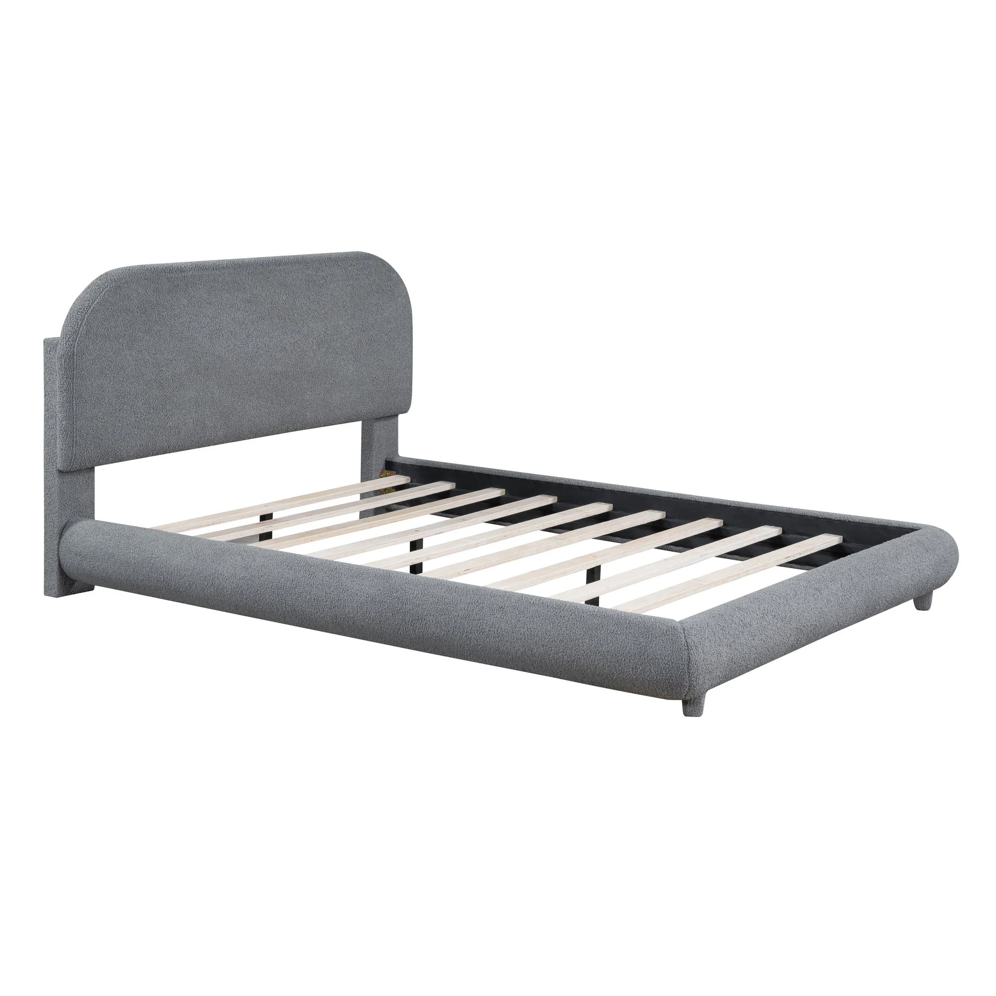 Upholstered Platform Bed With Thick Solid Frame And Stylish Curve-Shaped Design - Image 15