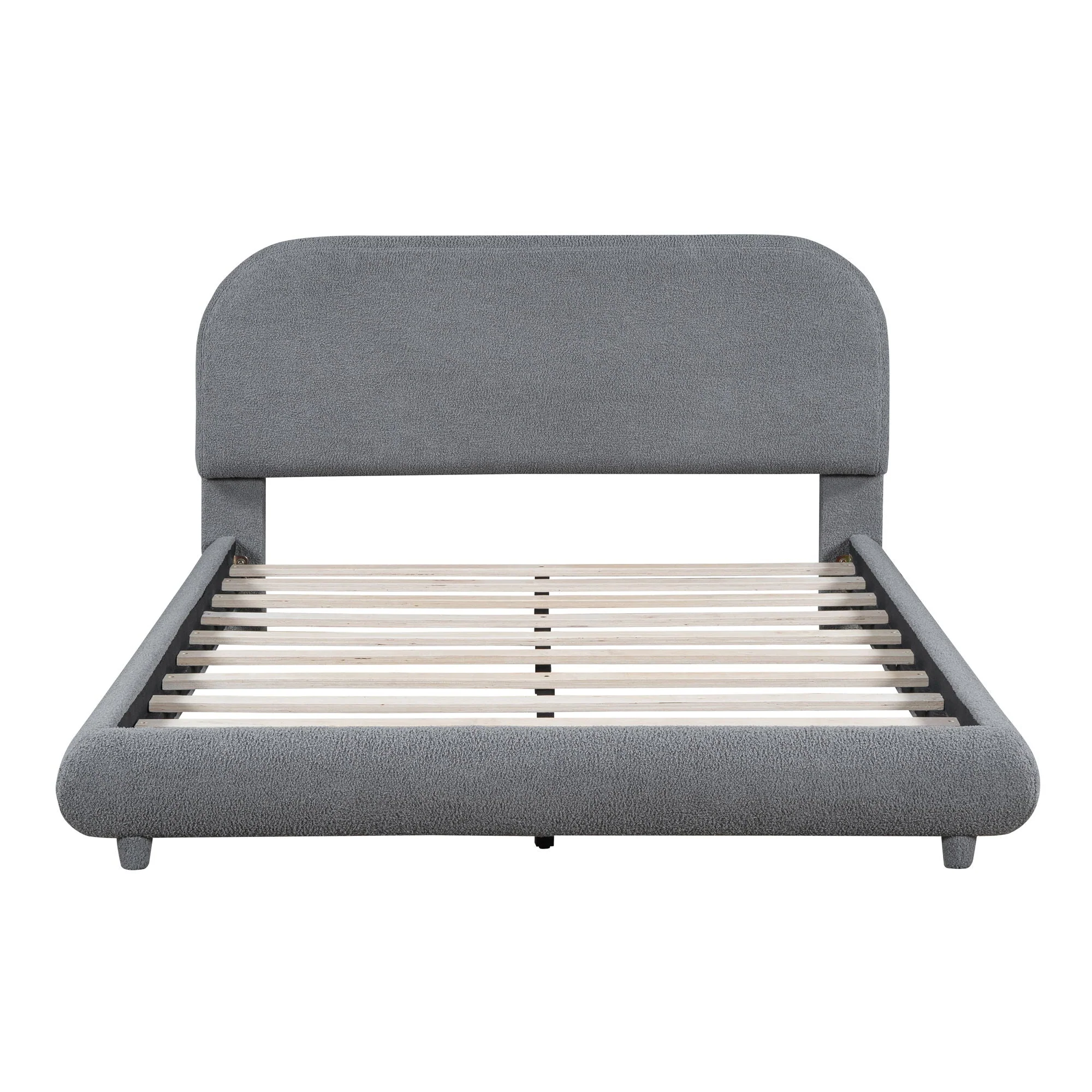 Upholstered Platform Bed With Thick Solid Frame And Stylish Curve-Shaped Design - Image 16