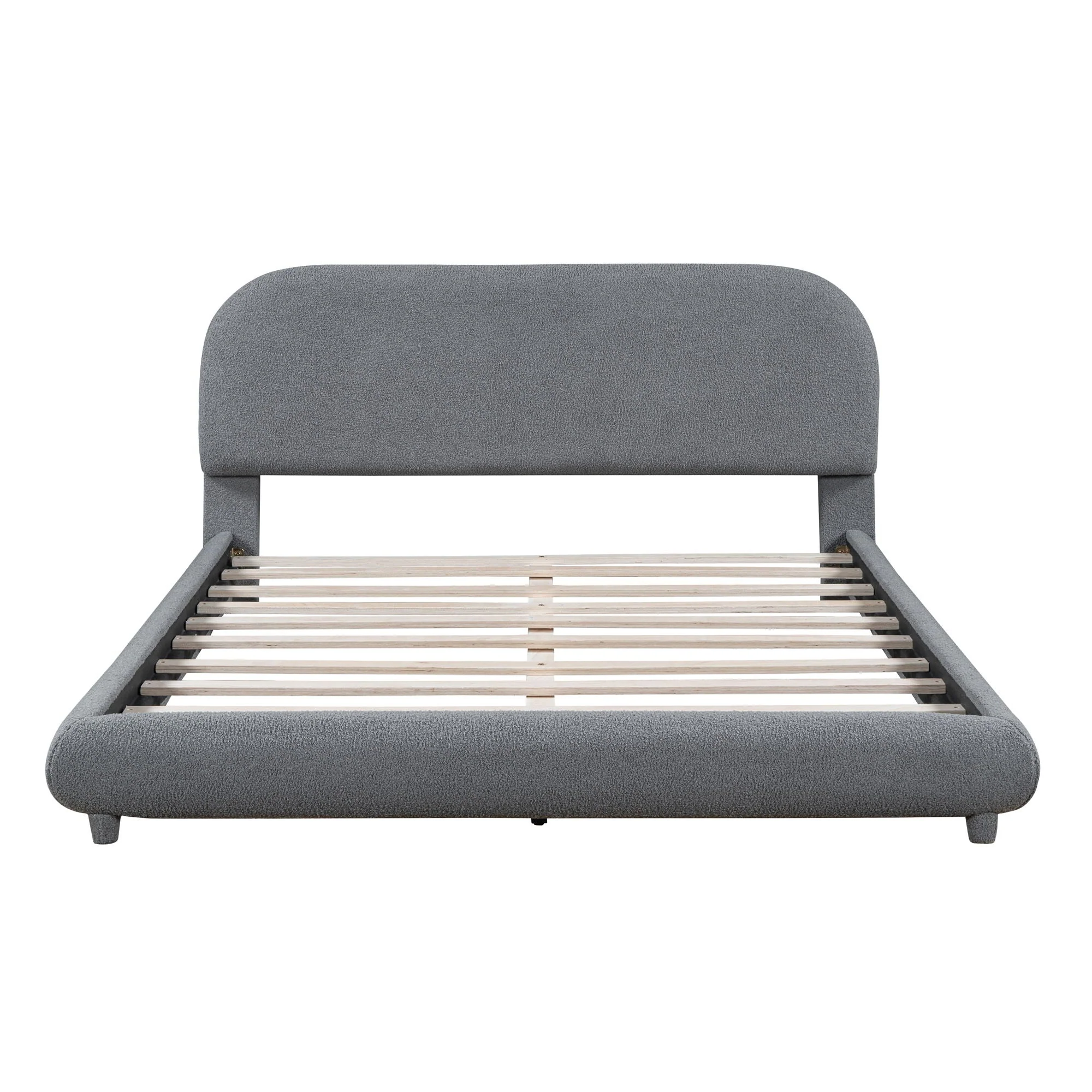 Upholstered Platform Bed With Thick Solid Frame And Stylish Curve-Shaped Design - Image 8