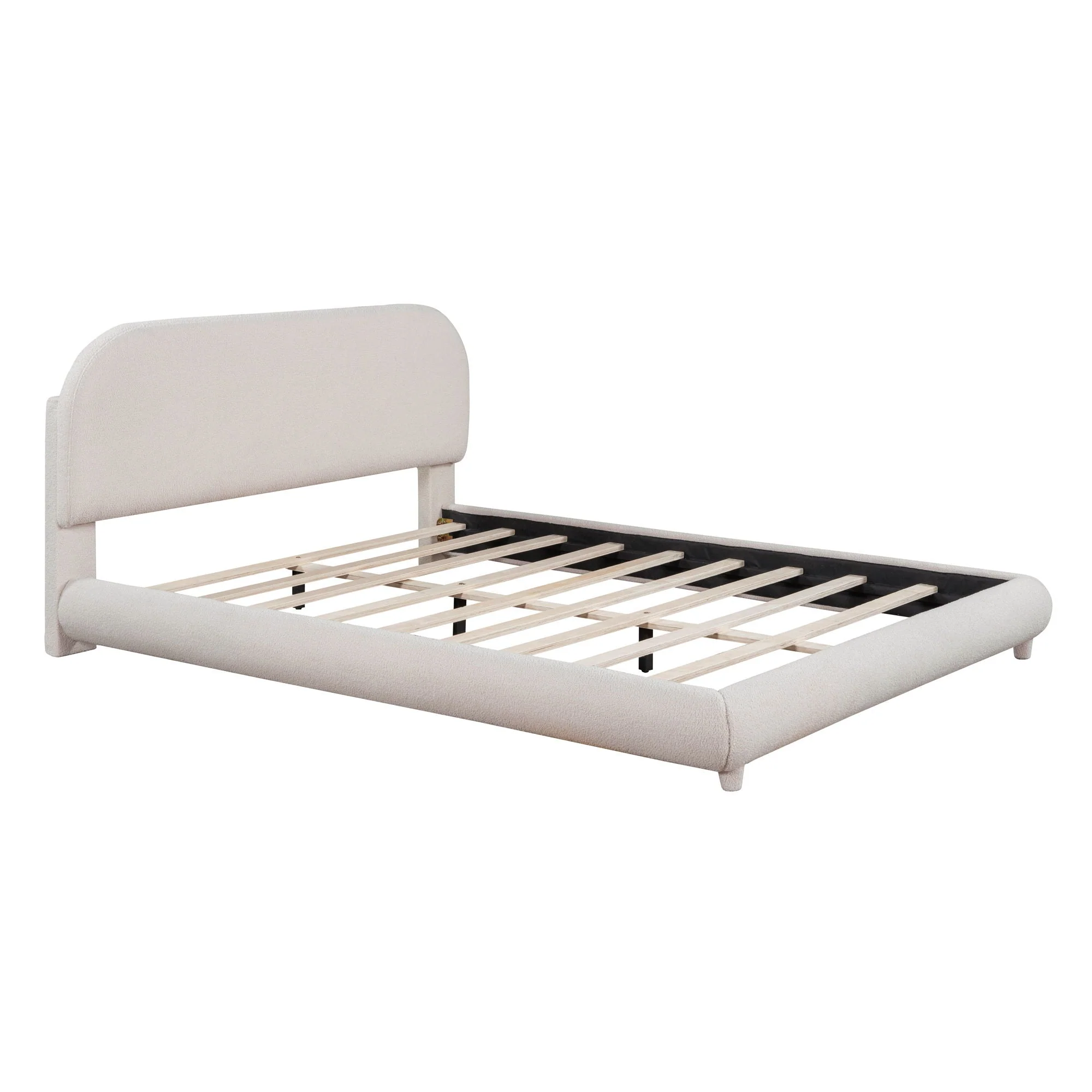 Upholstered Platform Bed With Thick Solid Frame And Stylish Curve-Shaped Design - Image 9