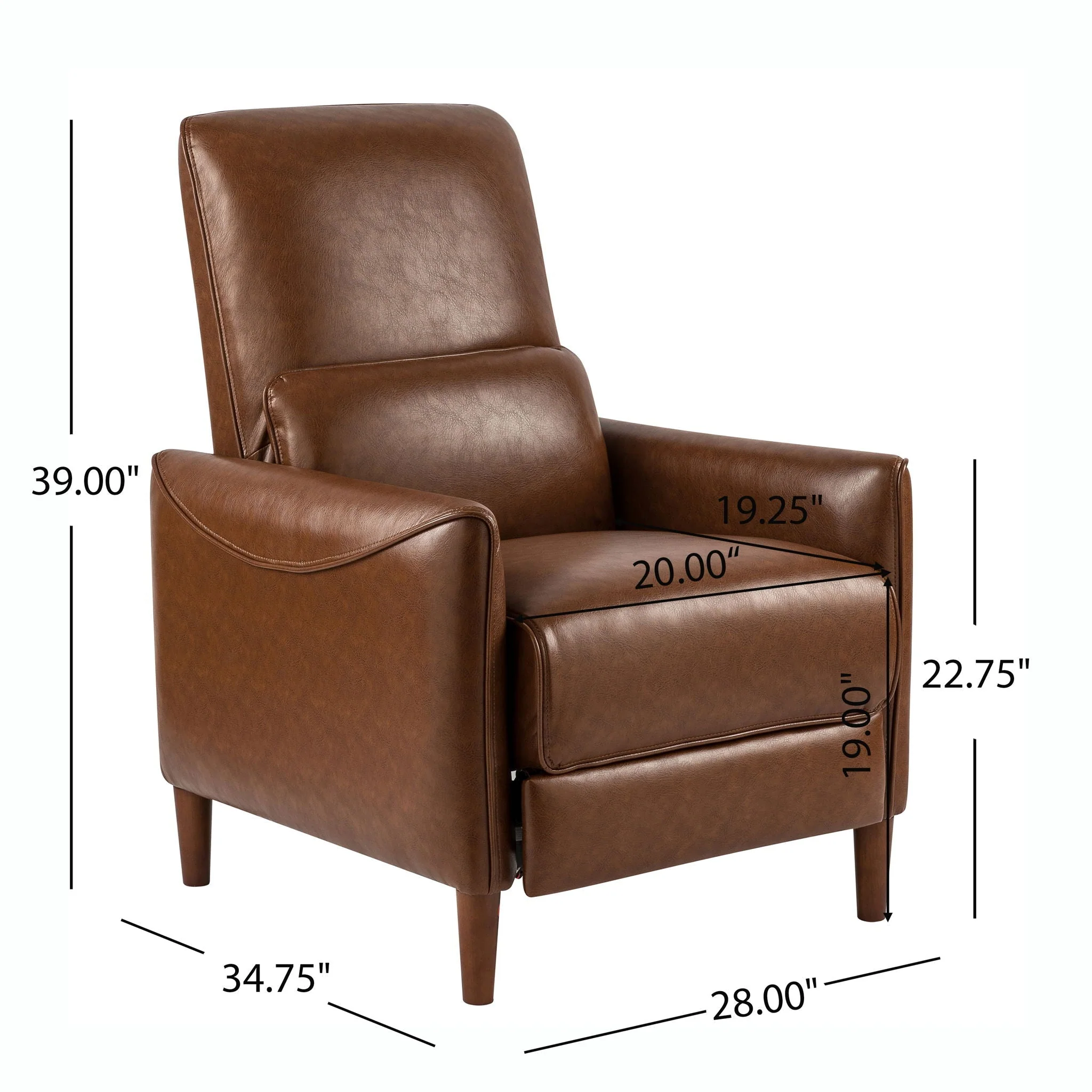 Upholstered Push Recliner Chair With Rubber Wood Legs For Living Room - Image 3